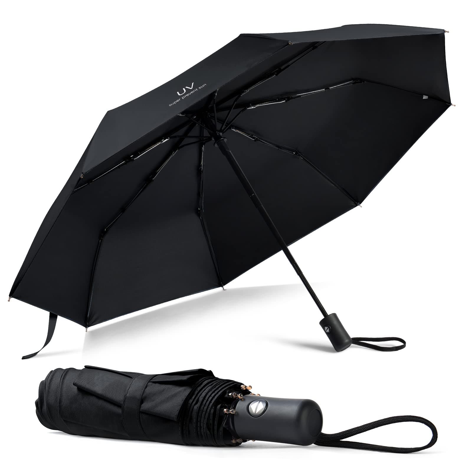 Vicloon Ombrello Portatile - Ombrello Pieghevole Compatto con 8 Nervature in Lega di Alluminio, Viaggio Ombrello Anti-tempesta Rivestimento in Teflon 210T, UPF>50+ Ombrello da Sole/Pioggia