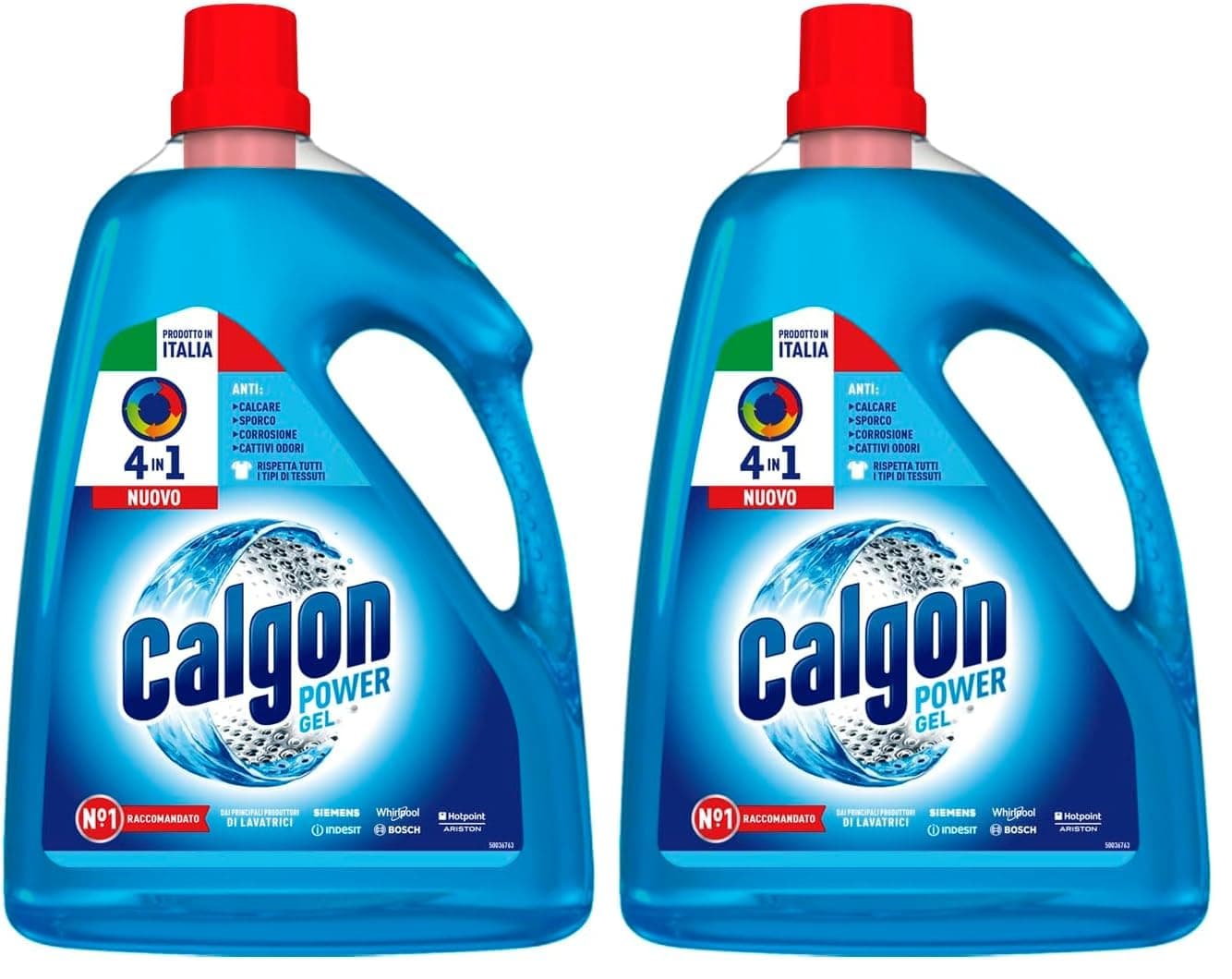 Calgon Power Gel 4 in 1 per Capi Morbidi, 2 Confezioni da 2.25l di Anticalcare per Lavatrici, Additivo per una Protezione da Calcare, Corrosione, Sporco e Cattivi Odori