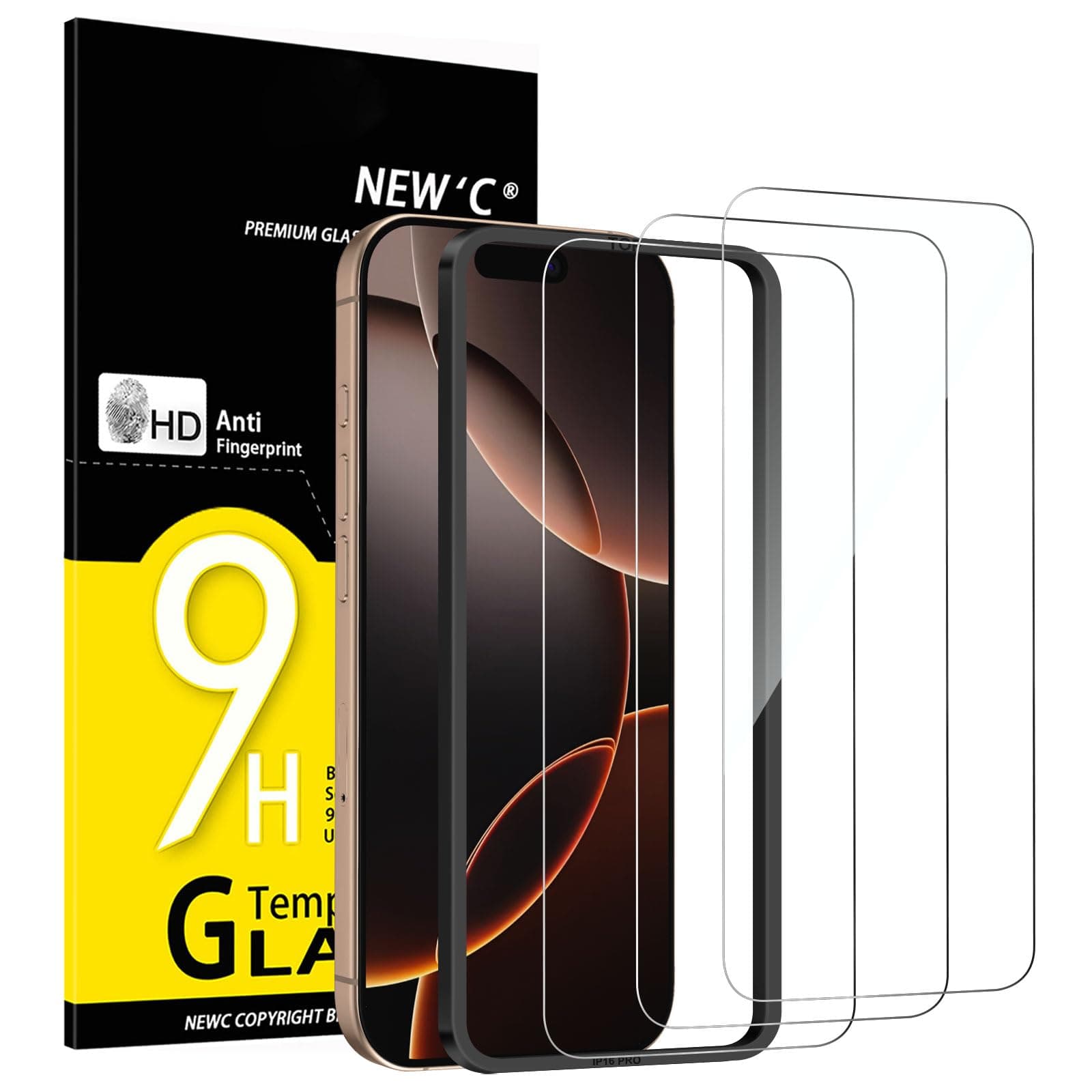 NEW'C 3 Stück für iPhone 17, 17 Pro, iPhone 16 Pro für Panzerglas (6,3 Zoll), Frei von Kratzern, 9H Härte, HD Displayschutzfolie, Ultra-klar, Ultrabeständig -Einfaches Installationswerkzeug enthalten