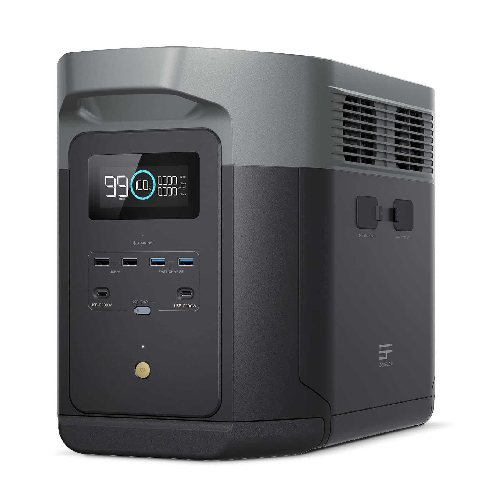 EF ECOFLOW DELTA 2 Max Espandibile 2-6kWh Centrale elettrica portatile, Batteria LFP 3000 cicli, CA+Solare 80% di carica in 1 ora, Fino a 3000W di uscita, Generatore solare silenzioso