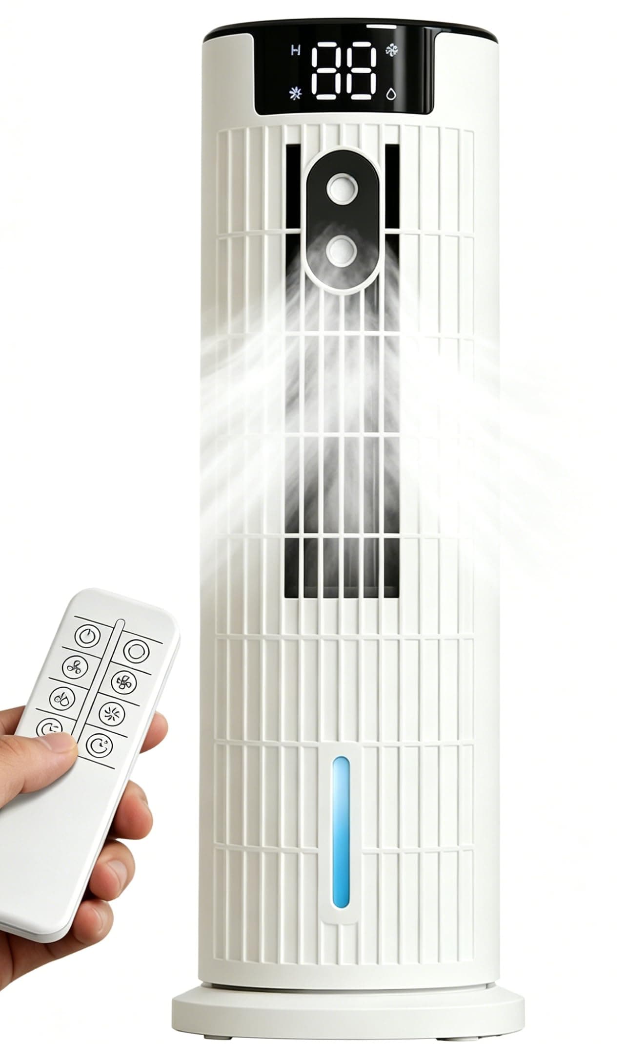 Climatiseur Mobile Silencieux Refroidisseur d'Air,Ultra-élevée,Refroidissement par Brume Froide, Timer 2-10h,6 Vitesses de Ventilation, 2 Modes,3 Niveaux Réglables, Oscillation 90°,pour Chambre,Bureau