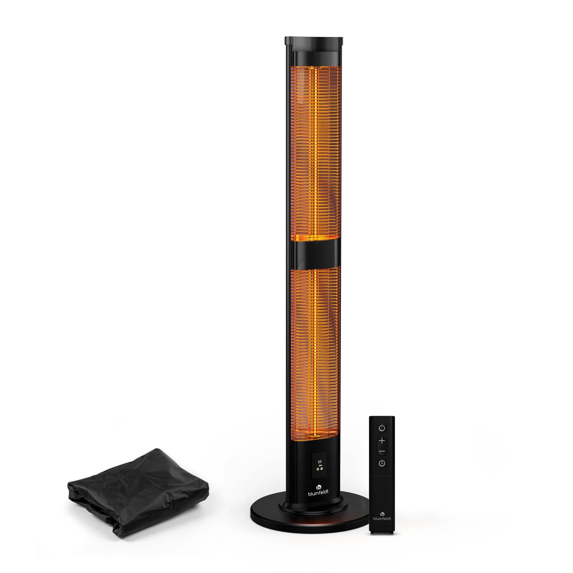 Blumfeldt BlazeTower radiateur infrarouge - 3000 W, chaleur réglable, IP45, protection anti basculement, télécommande & minuterie 24H - idéal pour terrasse & jardin