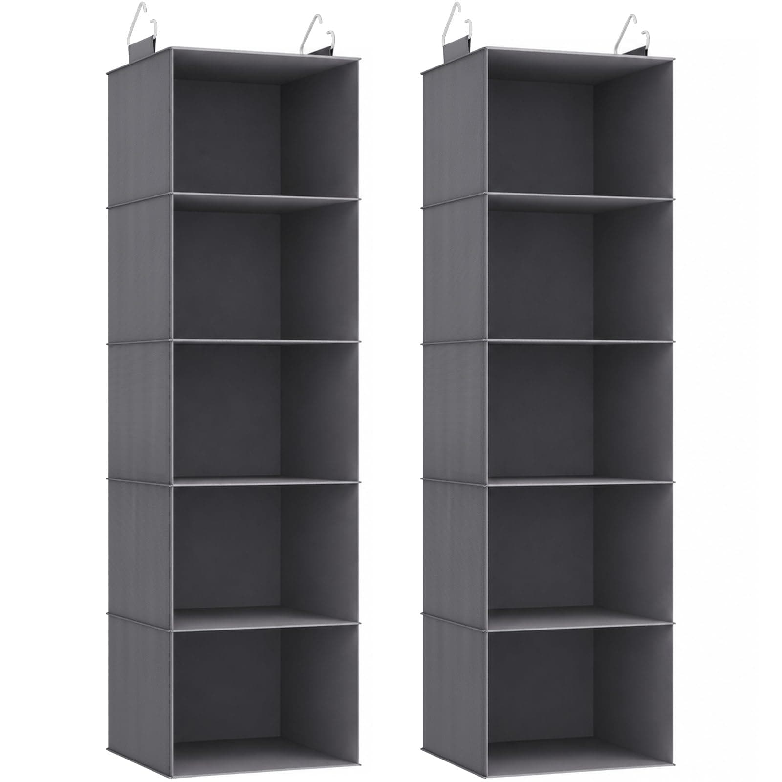 Lifewit Organizer Armadio Appendere con 5 Ripiani, 102 cm, Grigio, Set di 2 | 2 Ganci Robusti, Ripiani per Armadio Interno, Organizzatore Pieghevole, Contenitori per Vestiti