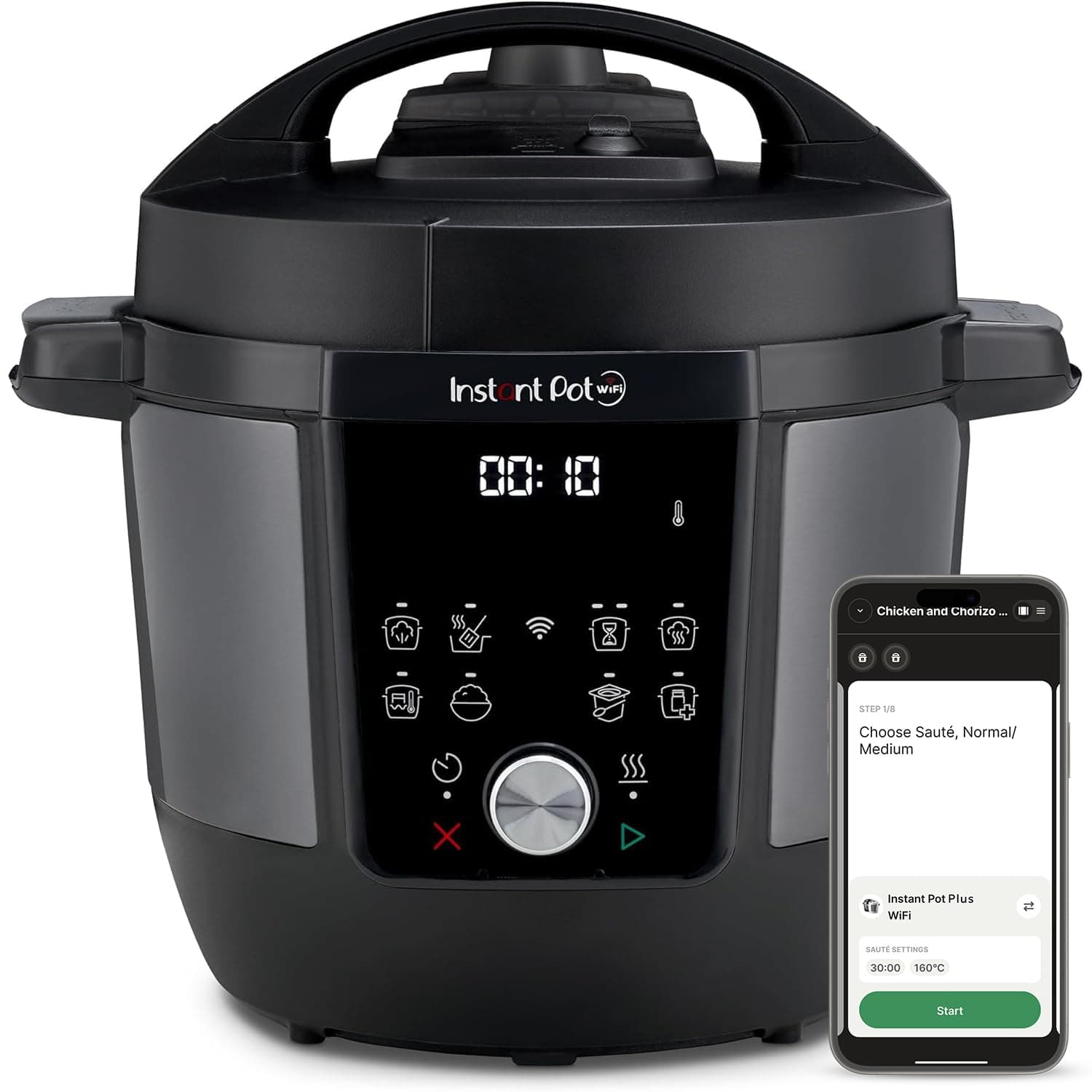 Instant Pot Plus – Multicooker 9 in 1 da 5,7L in acciaio inossidabile spazzolato, cuoce a pressione, cottura lenta, cuociriso, rosola, prepara yogurt, scalda, cuoce a vapore, sous vide, sterilizza