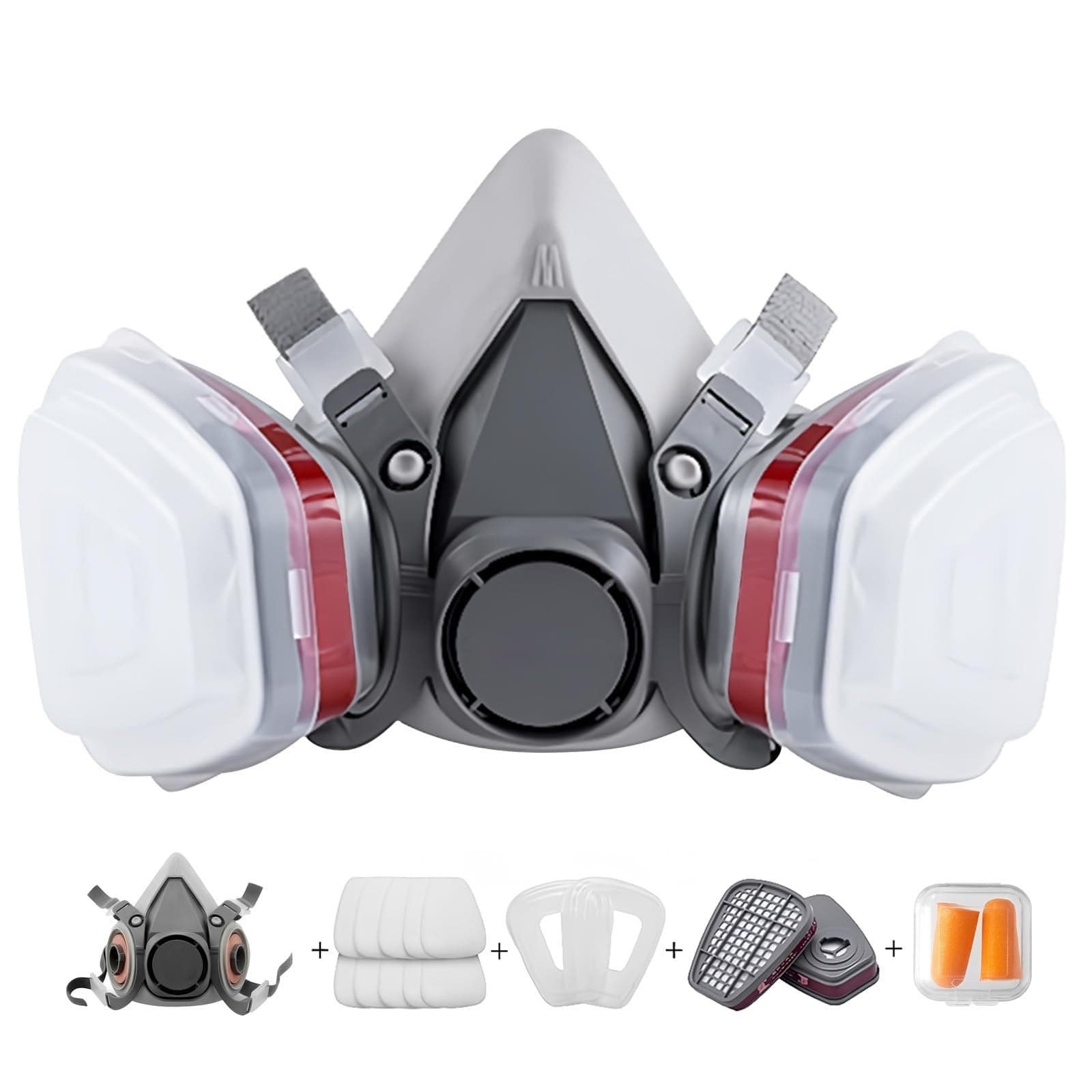 Prassia Masque Protection Réutilisable Avec Filtre Anti Poussière,Masque a Gaz Respiratoire avec Filtre pour Pulvérisation,Peinture,Travaux, Produits Chimiques,Bricolage,Ponçage