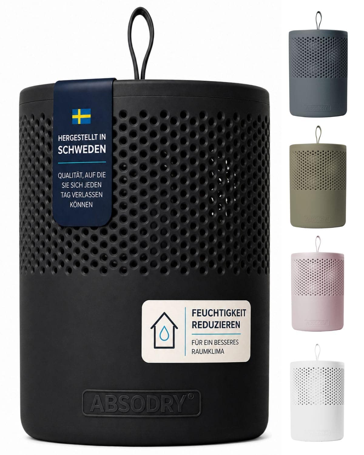 AbsoDry Duo Family - Déshumidificateur d'air anti moisissure non électrique - Absorbeur d'humidité - Pour une meilleure qualité de l'air - Anti humidité maison, salle de bain, chambre - Noir