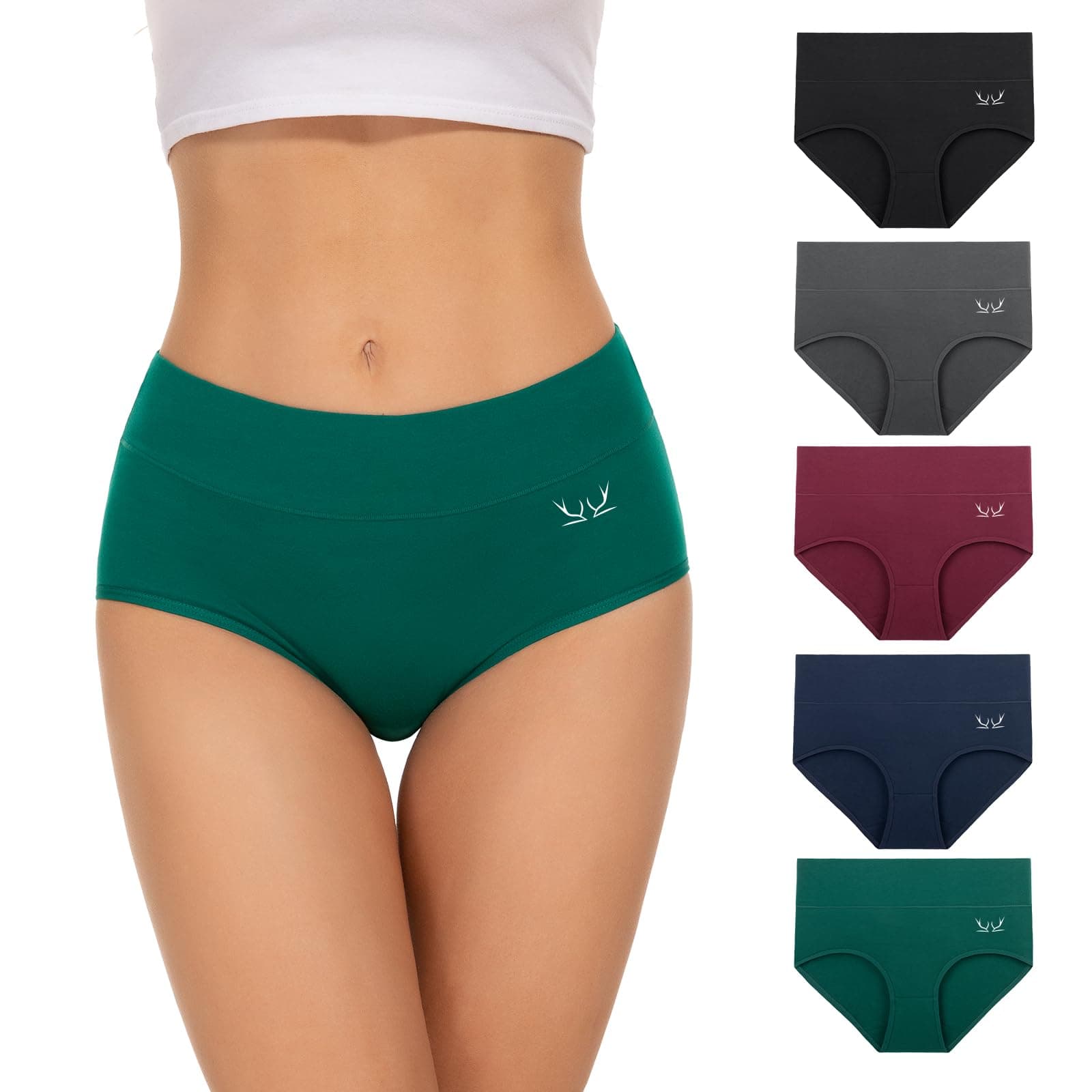 TANSTC Mutande Slip Donna Cotone Vita Alta Culotte Donna Comode Elasticizzato Sexy Intimo, Pacco da 5