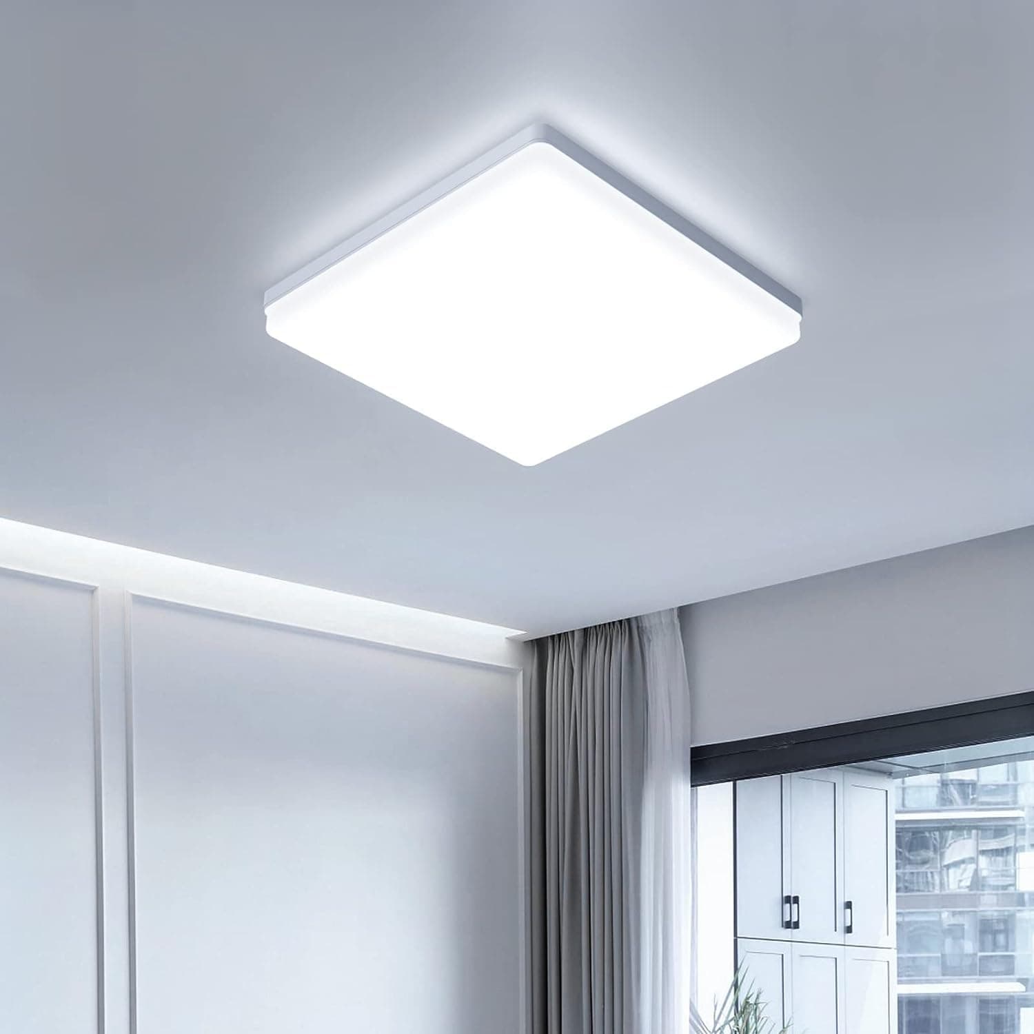 EASY EAGLE Lampada da Soffitto 24W 6500K Plafoniera LED Quadrata 2400LM IP44 Impermeabile Plafoniere per Bagno Cucina Camera da Letto Corridoio Soggiorno 18cm