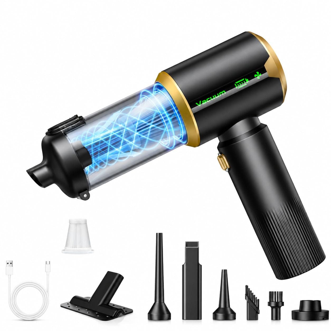 Aspirapolvere Auto, 25000Pa Aspirapolvere senza Fili 4 in 1, 3 Velocità Motore Brushless, Batteria Ricaricabile Aspirapolvere Auto Potente, Mini Aspirapolvere Portatile per Peli di Animali,Auto,Casa