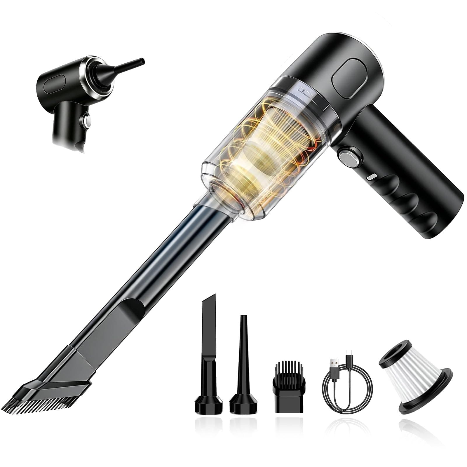 bokilino Aspirateur à Main, Portable sans Fil 4-in-1 Aspirateur Voiture | 22000PA Aspirateur, Aspirateur moteur brushless, Convient pour bureau / maison / voiture / poils d'animaux de compagnie.