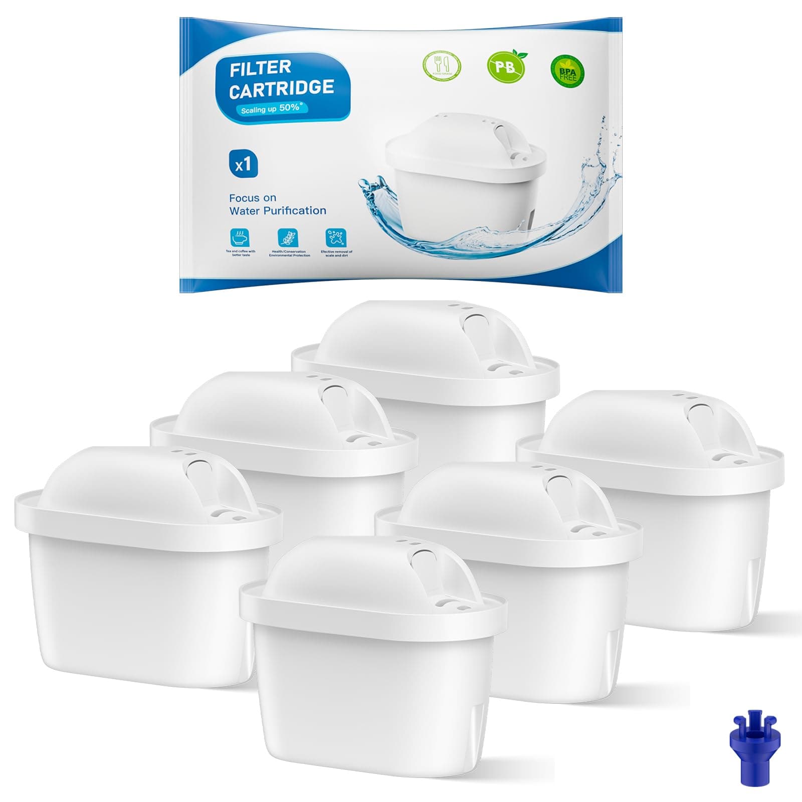 BREAUILL Cartucce Filtro Dell'acqua, Compatibile Con Brita Maxtra Pro All-in-1, Maxtra+ Plus, Compatibile Con Brita Marella Bollitore, Filtro By BREAUILL, Riducono Odori e Impurità (6)
