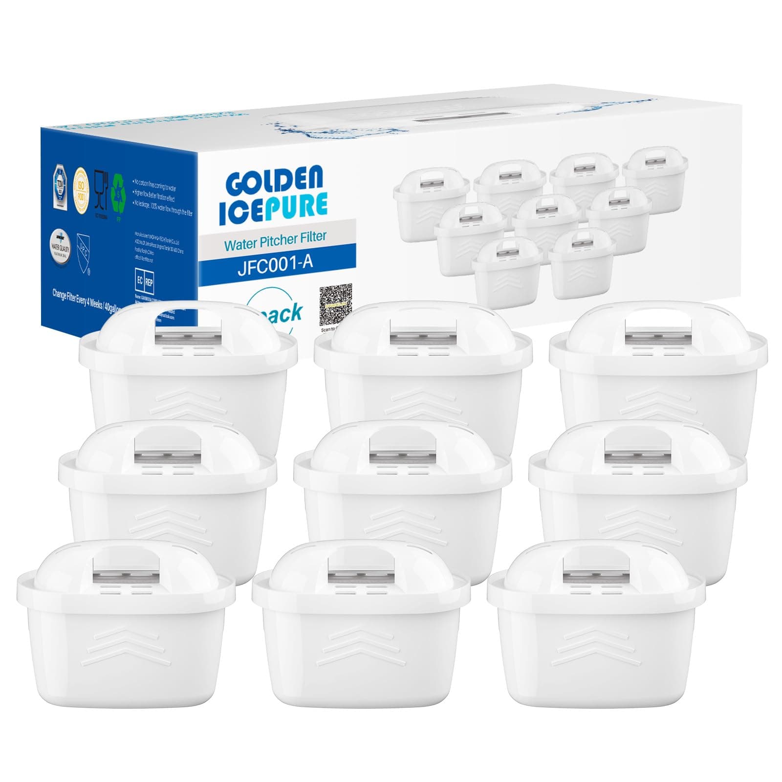 GOLDEN ICEPURE Filtro per bollitore Compatibile Con Brita Maxtra+, Maxtra Plus, Mavea, Anna Duomax, 9 pezzi