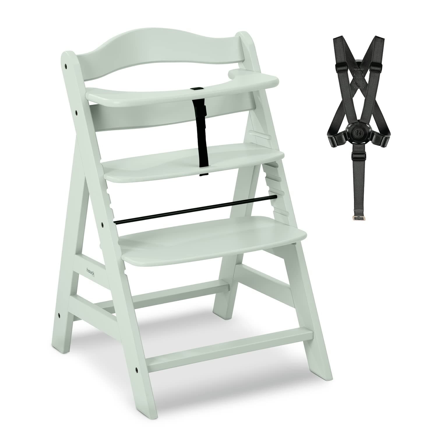 hauck Alpha Plus Trona Evolutiva Madera de Haya Certificada FSC® | Sillas Tronas para Bebé desde 6 Meses hasta 90 kg - Incluye Arnés de 5 Puntos y Barra Protectora - Menta
