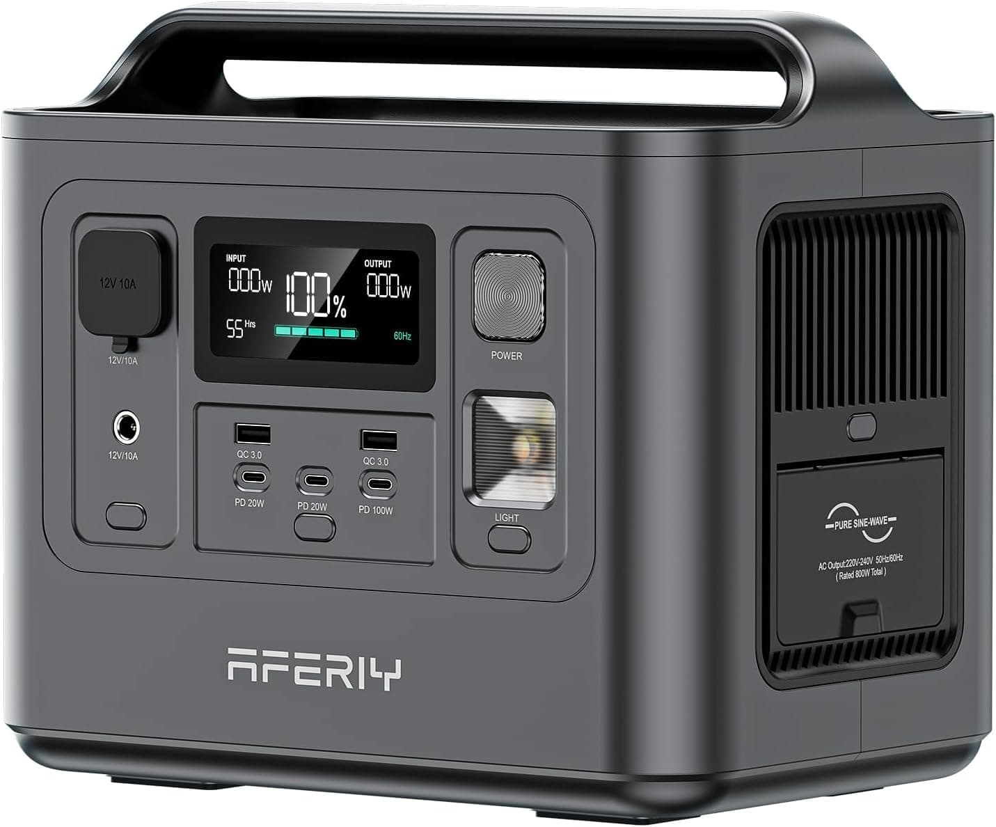 AFERIY P010 Power Station 800W Centrale Elettrica Portatile Solare 512Wh | Picco 1600W Ricarica Rapida Generatore Corrente Batteria LiFePO4 Casa Campeggio Viaggio Accumulatore di Energia UPS Emergenze