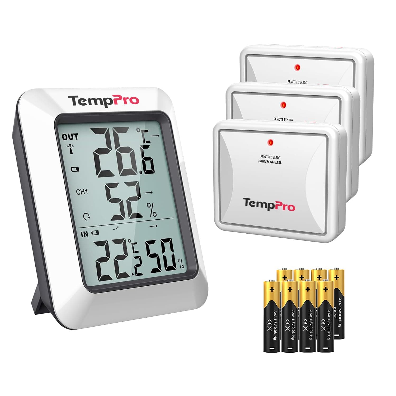 TempPro TP60 Termometro Ambientale Interno/Esterno Wireless Igrometro | Trasmissione 60 metri con sensore esterno di temperatura e umidità per casa, ufficio e scuola,Precedentemente ThermoPro