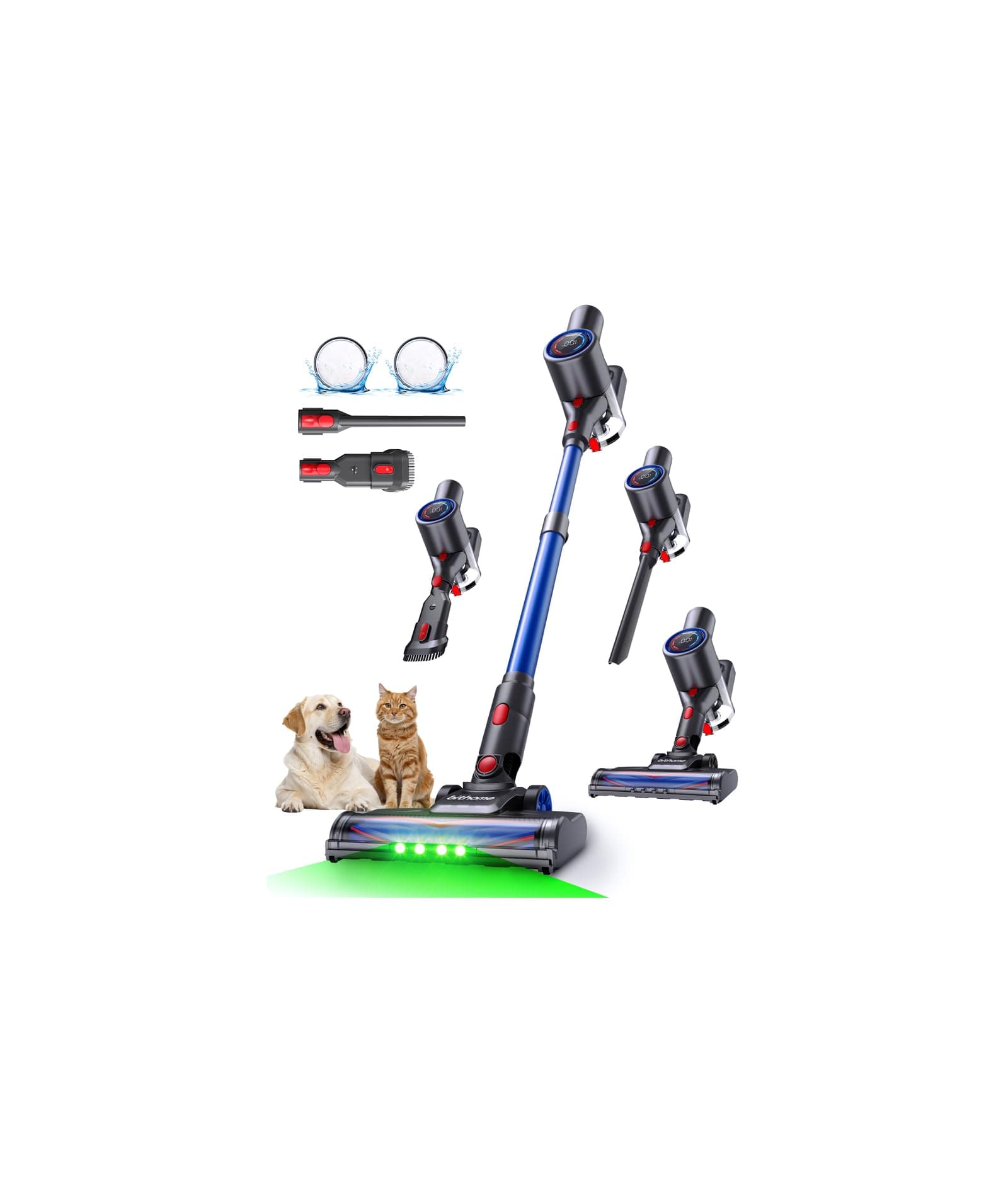 Bithome Z8PRO Aspirateur Balai sans Fil, 45Kpa 500W 65Min LED,6 en 1 | Aspirateur Balai avec LED Verte, Écran LED, Autoportant,Dépoussiérage en un clic,pour Poils d'animaux, sols Durs et Moquettes
