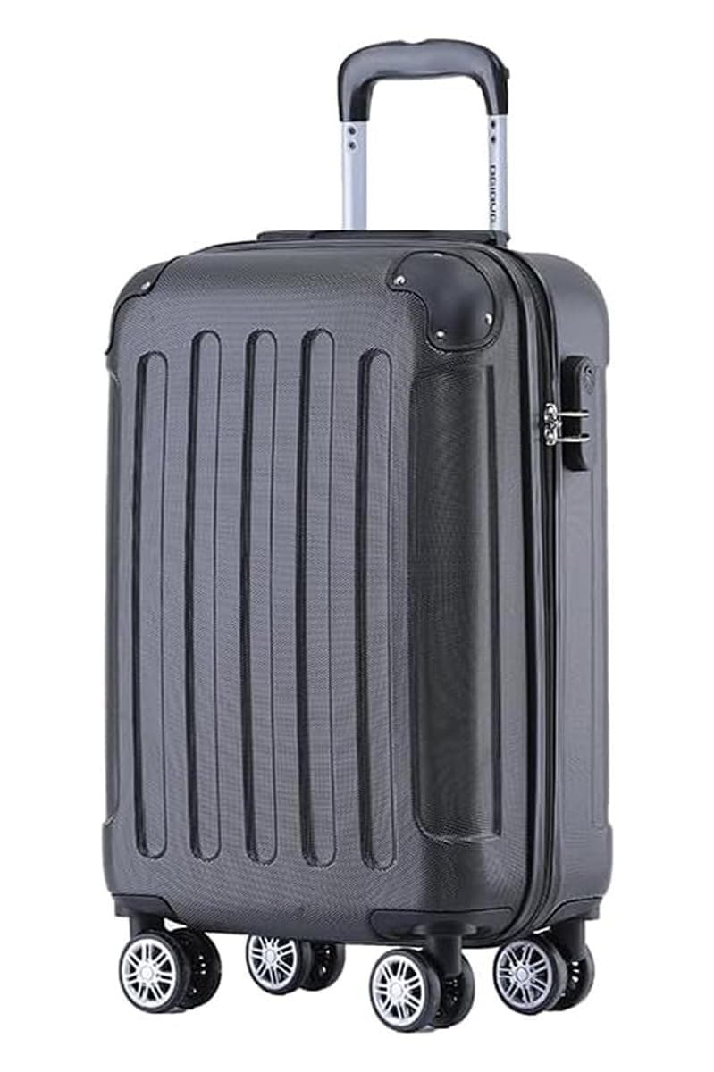 BEIBYE Handgepäck Koffer M 55 cm – Kabinenkoffer aus ABS, leicht, 360° Doppelrollen, Reisekoffer für Kurzreisen, Schwarz
