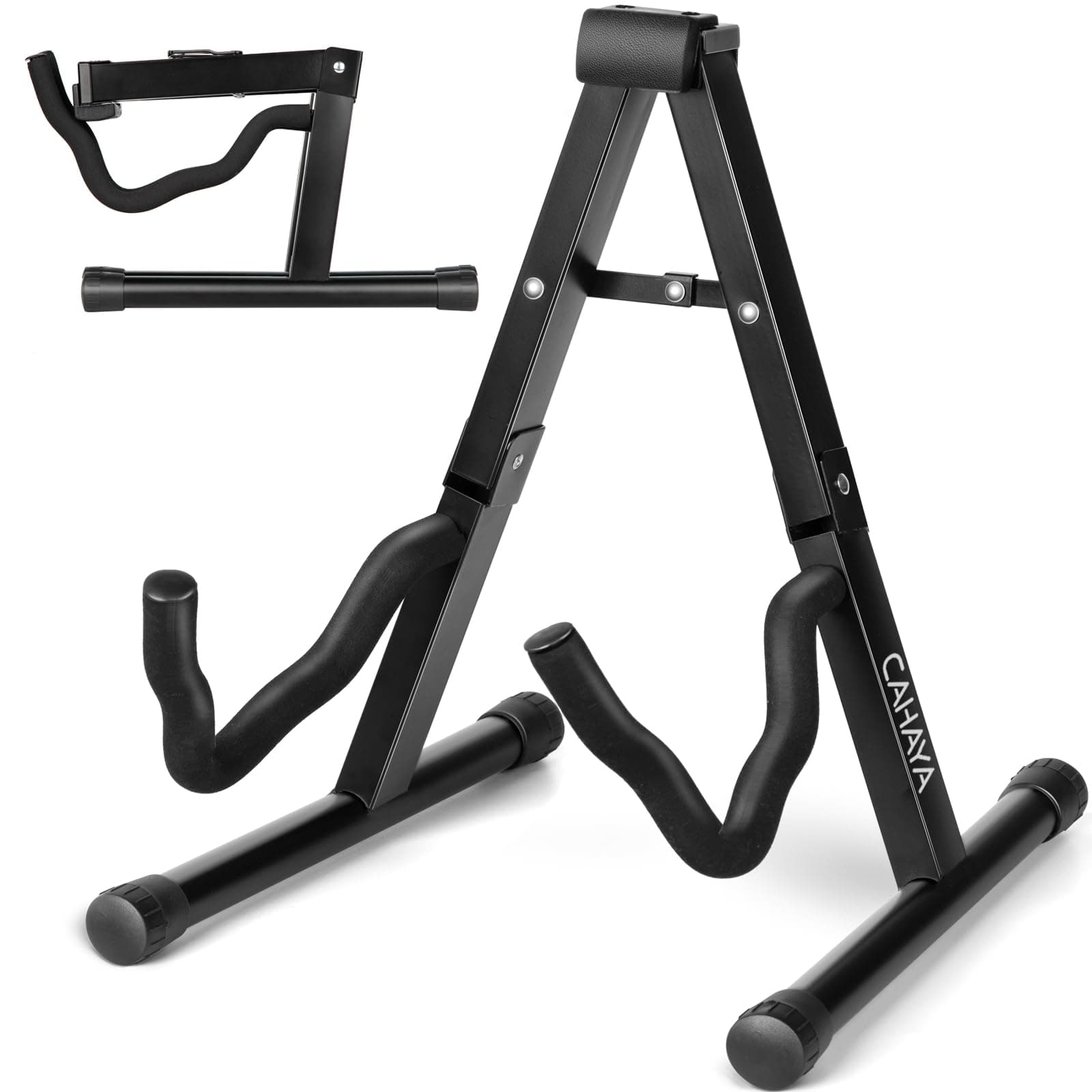 CAHAYA Supporto Chitarra a Forma di A, Stand Pieghevole Universale per Chitarra Classica, Acustica, Elettrica e Basso, Telaio in Metallo Robusto e Piedini Antiscivolo, Portatile e Leggero