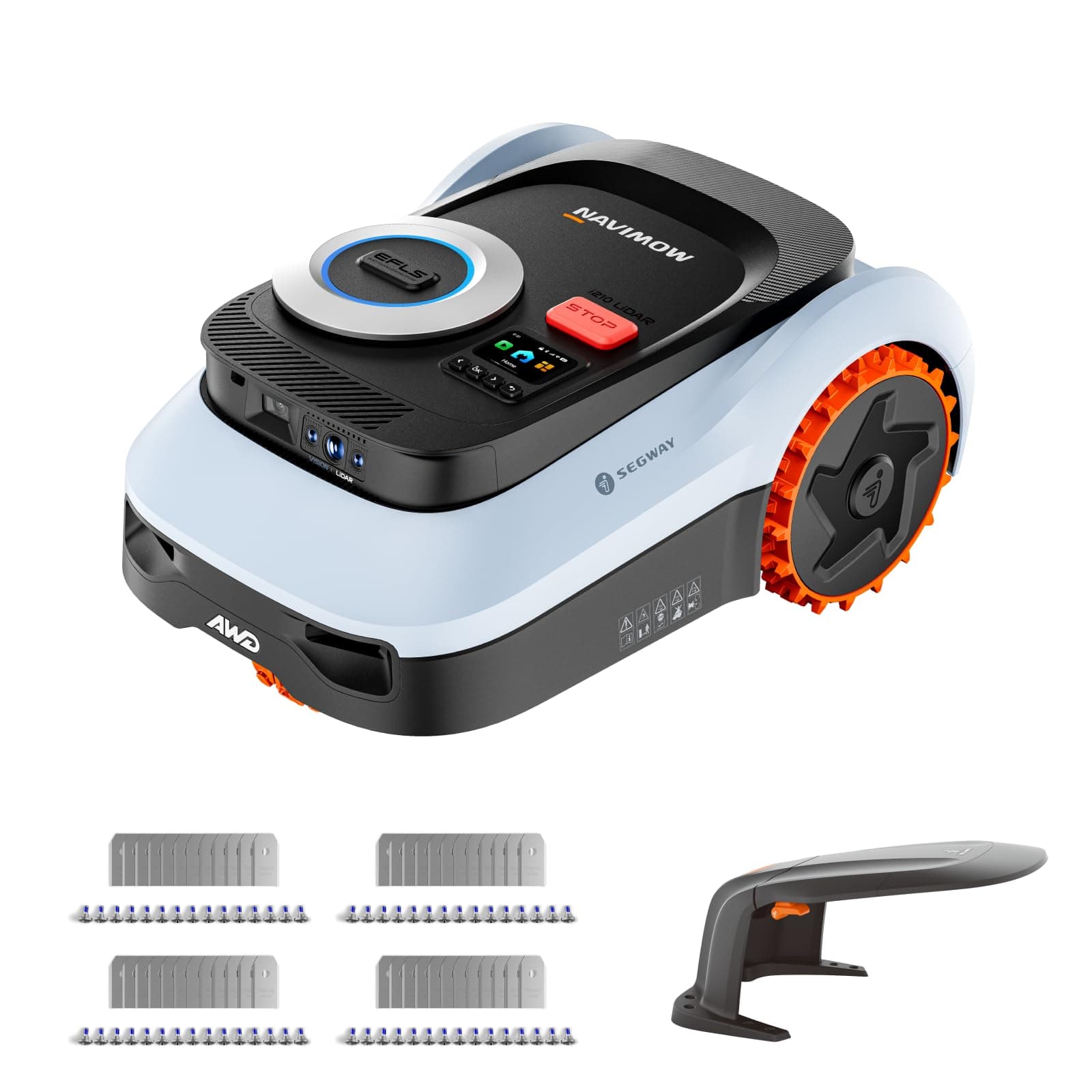 Segway Navimow i210 LiDAR Pro Mähroboter+Garage M+Klingensätze(48 Stück) für 1000 m², LiDAR+Vision+NRTK Tri-Fusion-Positionierung, Xero-Turn AWD für 55% Steigungen, Auto-Kartierung(separater Versand)