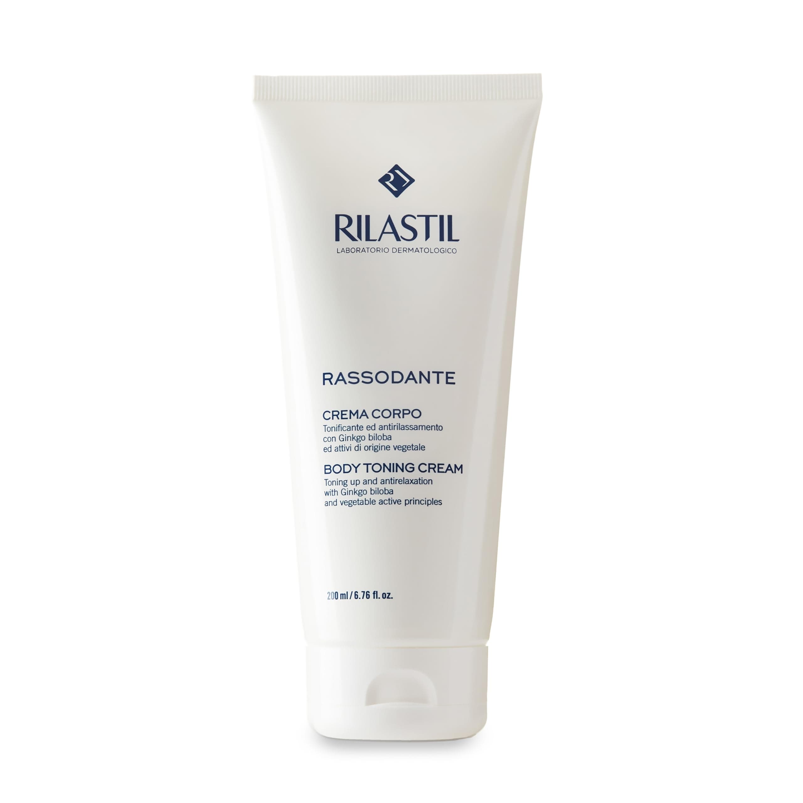 Rilastil Rassodante Crema Corpo, Trattamento Idratante e Rassodante, Contrasta il Rilassamento Cutaneo, per Massaggi Prolungati, con Ginkgo Biloba, Senza Profumo, Confezione da 200 ml