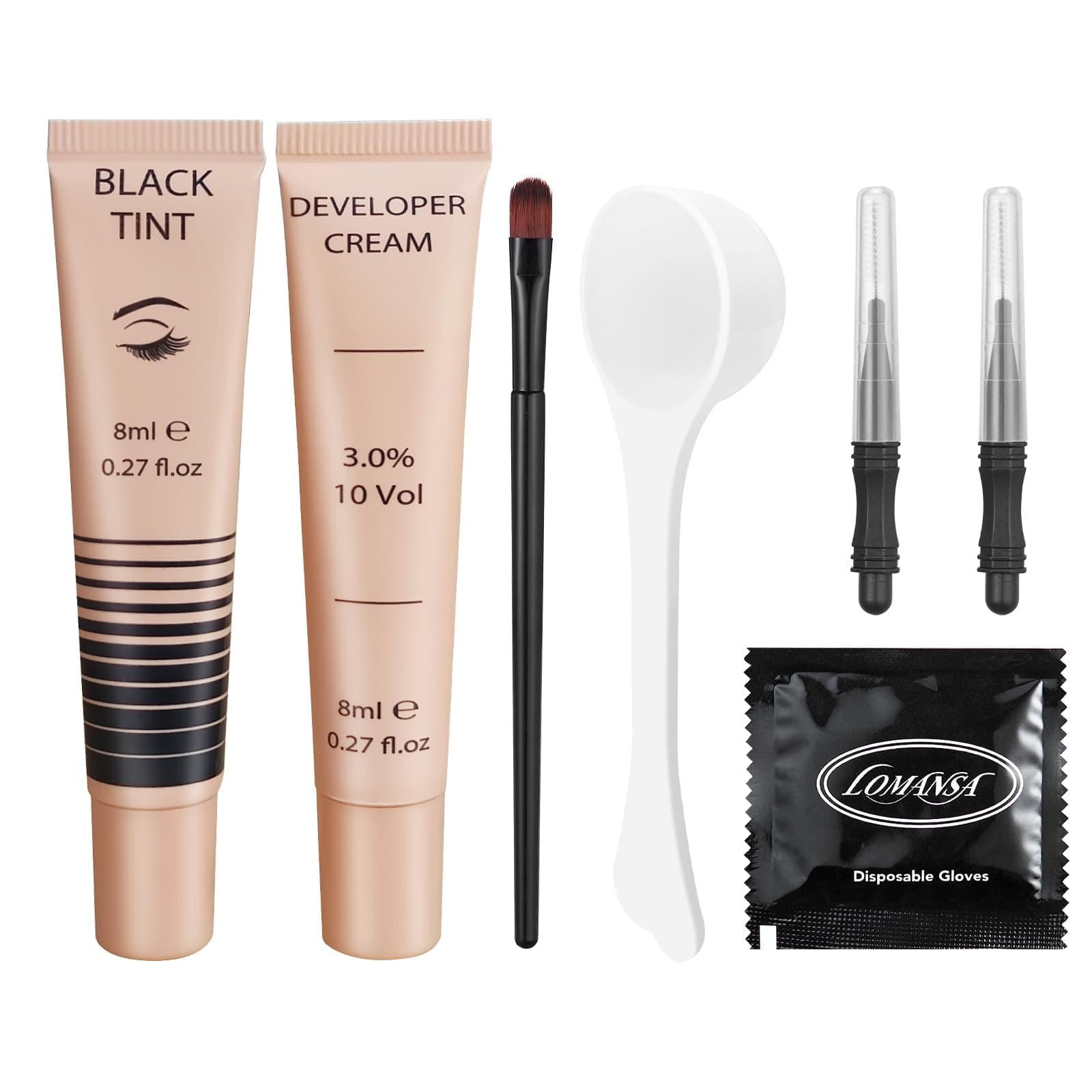 Lomansa Teinture Cils Noir, Teinture Sourcil, Coloration Sourcil et Coloration Cils Noir, 10 Applications Rapides et Faciles pour les Débutants, Qualité Salon