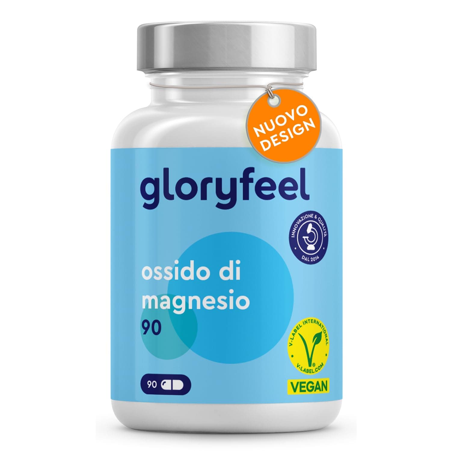 Magnesio Integratore, Integratore per Supporto Gastrointestinale e Affaticamento, 90 Capsule per 3 Mesi di Scorta, Magnesio Elementare, 250 mg Magnesio Puro, Integratori Sali Minerali