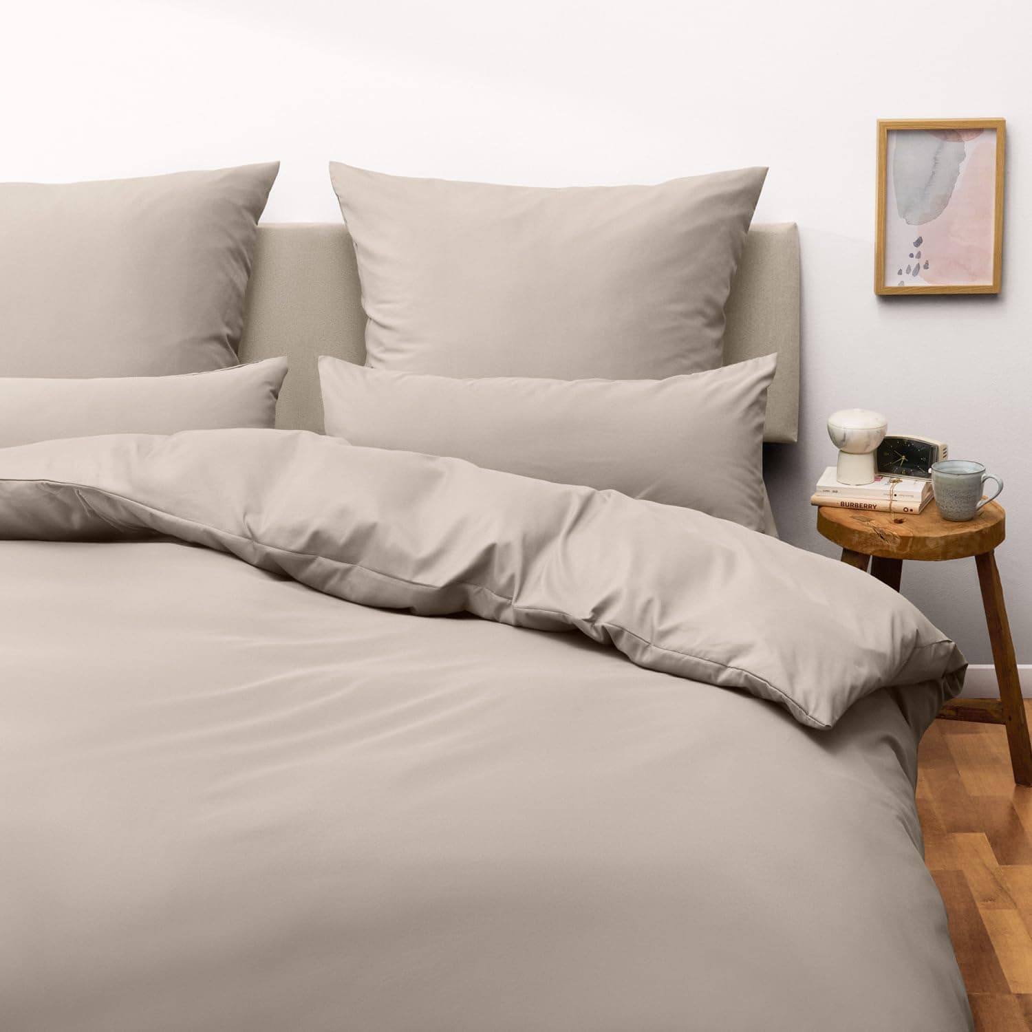 Blumtal Housse de Couette 200x200 cm + 2X taie d'oreiller 65x65 cm - Parure de lit 200x200 certifié Oeko-TEX - Taupe