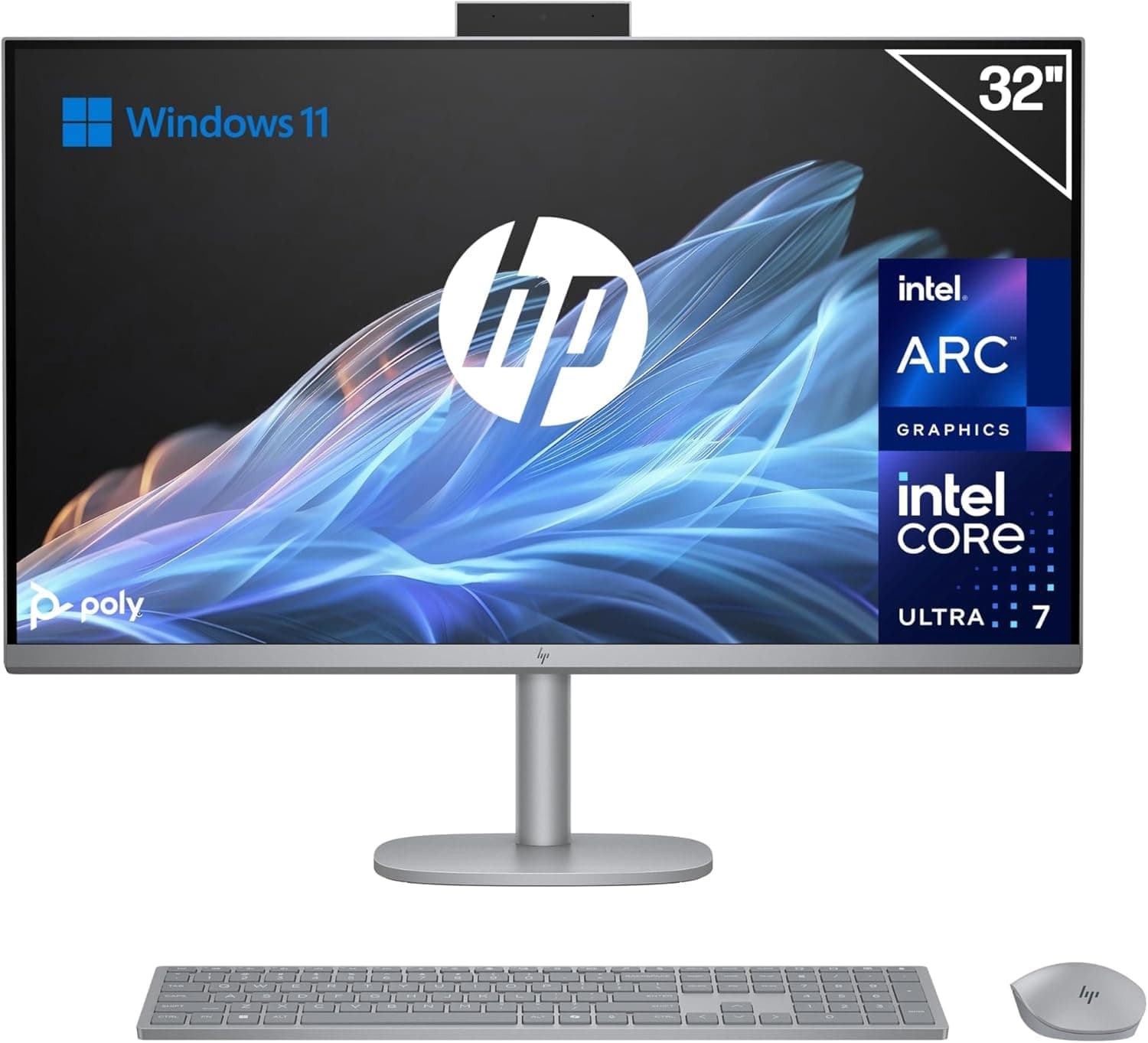 HP OmniStudio X All-in-One 32" 4K UHD (Procesador Intel Core Ultra 7 258V con IA, 32GB RAM, 1TB SSD, Gráficos Intel ARC, Windows 11 Home) Teclado QWERTY Español - Silver