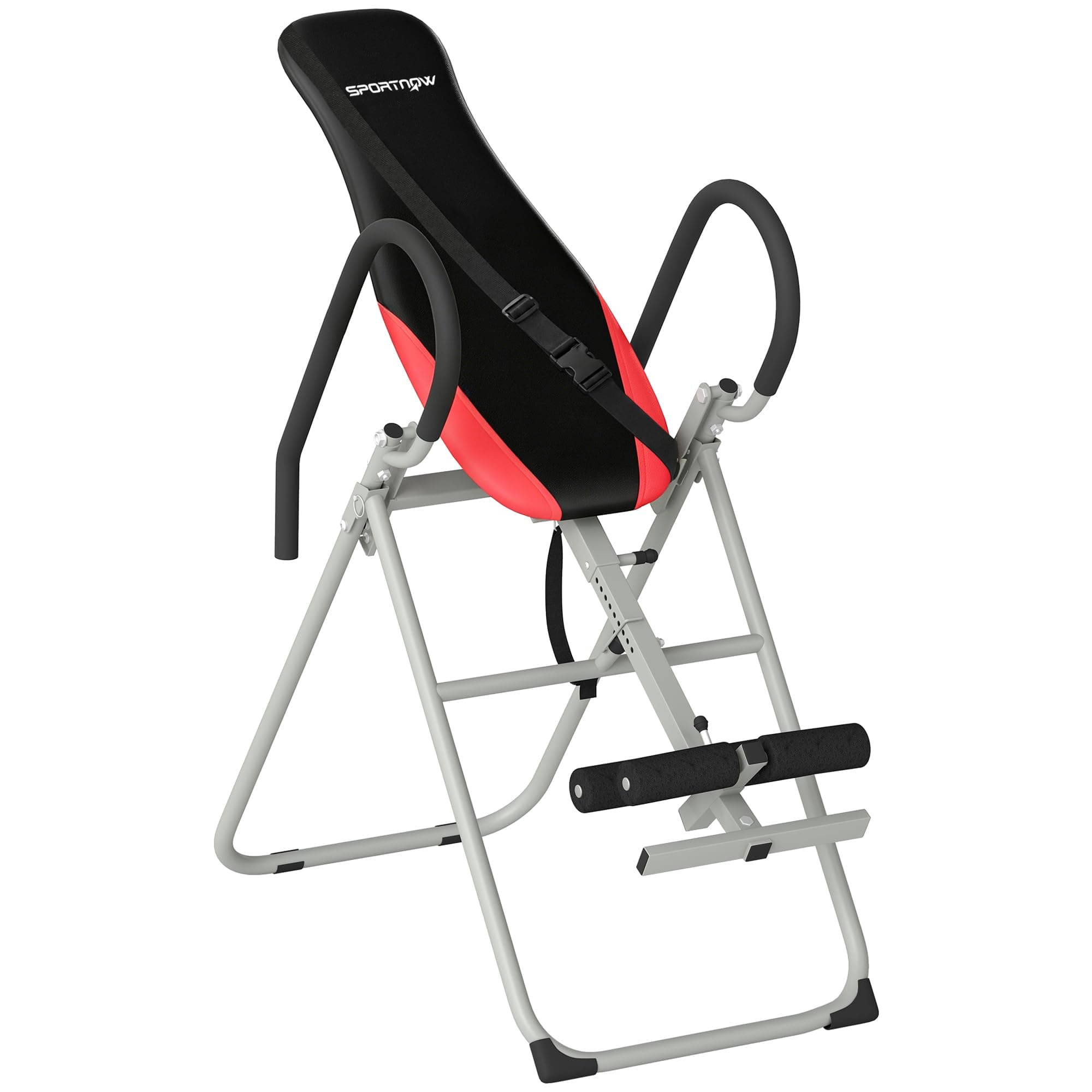 SPORTNOW Table d'Inversion Pliable en Acier, Inversion 0-90°, Table d'Inversion de Musculation avec Verrou de Cheville Réglable, Ceinture de Sécurité, Patins Antidérapants, Charge 120 kg