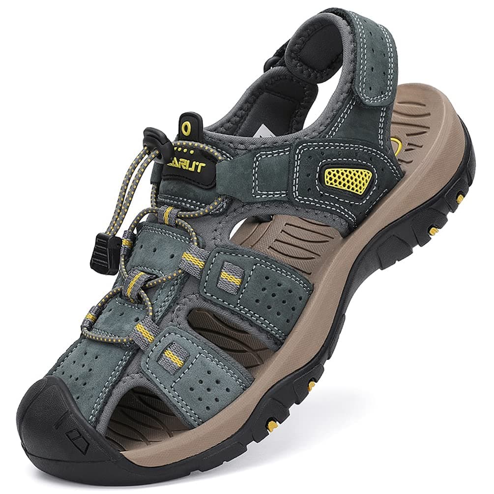 FLARUT Sandali Estivi Uomo Esterni PelleTraspirante Sandali Sportivi Scarpe da Trekking Passeggiata Fisherman Casual Sneakers Antiscivolo