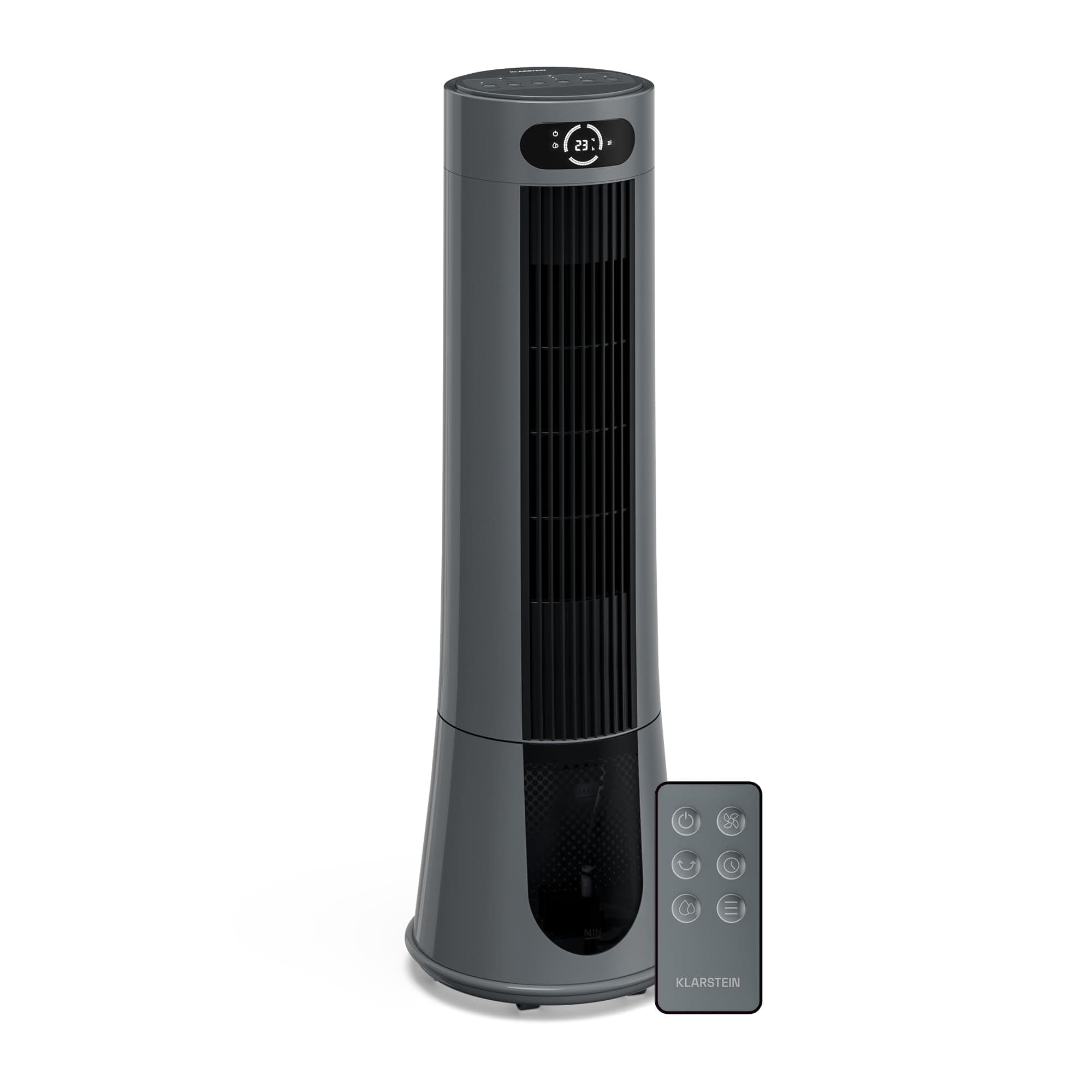 KLARSTEIN Rafraichisseur d’Air, Refroidisseur d’Air Évaporatif, 7L, Télécommande, Minuterie, Mobile, Ventilateur Climatiseur Chambre 20m², Dark Grey