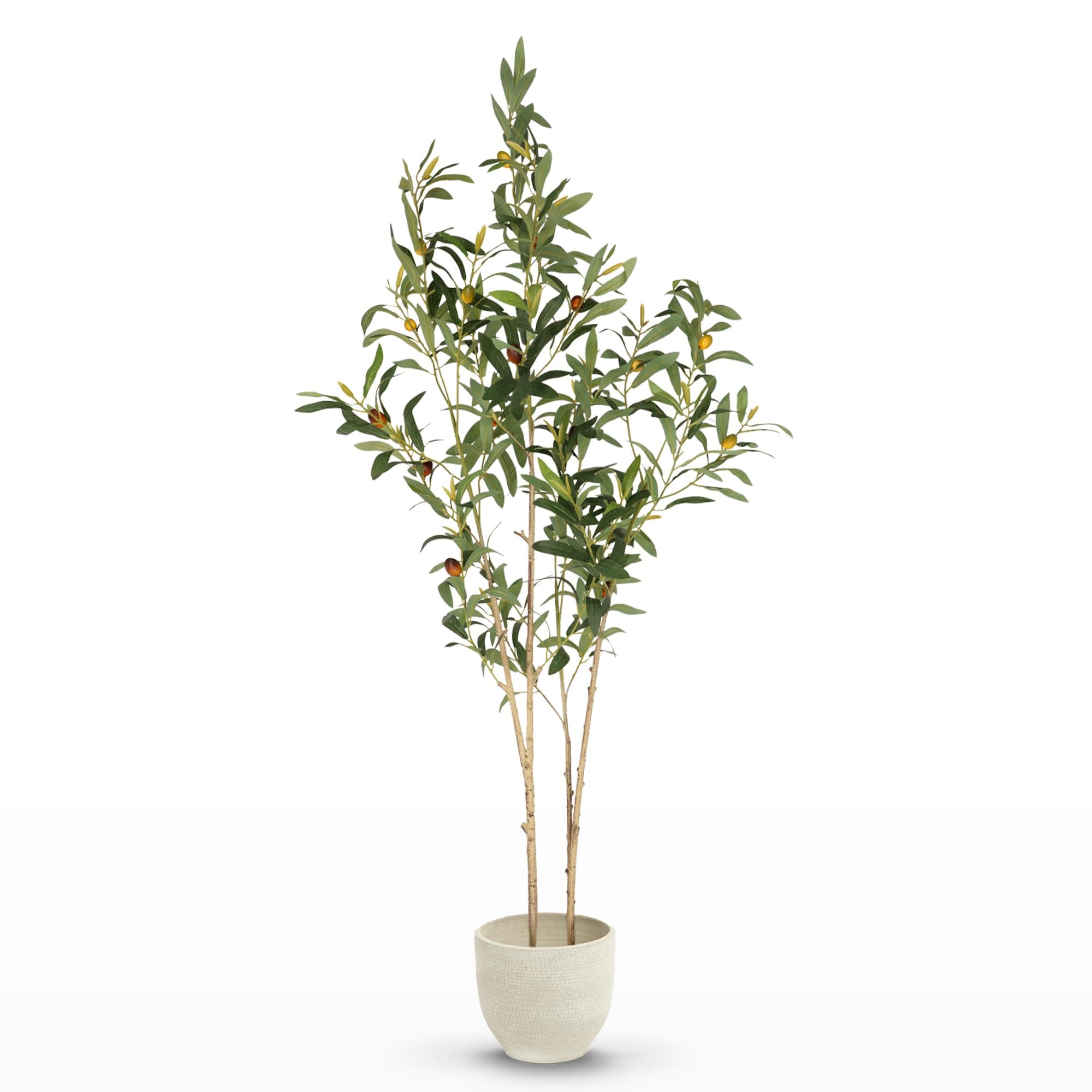 MAIA SHOP Olivo Artificial Flair 150 cm - Árbol Realista de Interior | Olivo Artificial con Tronco Natural y Aceitunas para Salón Recibidor Oficina - Maceta Negra Incluida