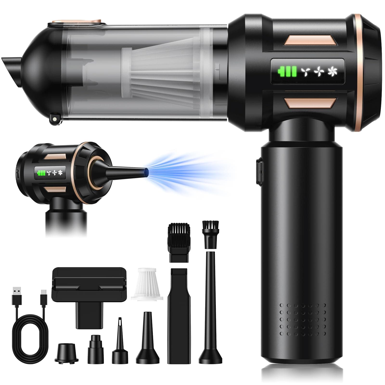 2026 Aspirateur à Main Rechargeable,28000Pa Mini Aspirateur sans Fil, Vidage Automatique d'une Simple Pression, Adapté au Nettoyage des Domestique,des Bureaux et des Poils d'animaux