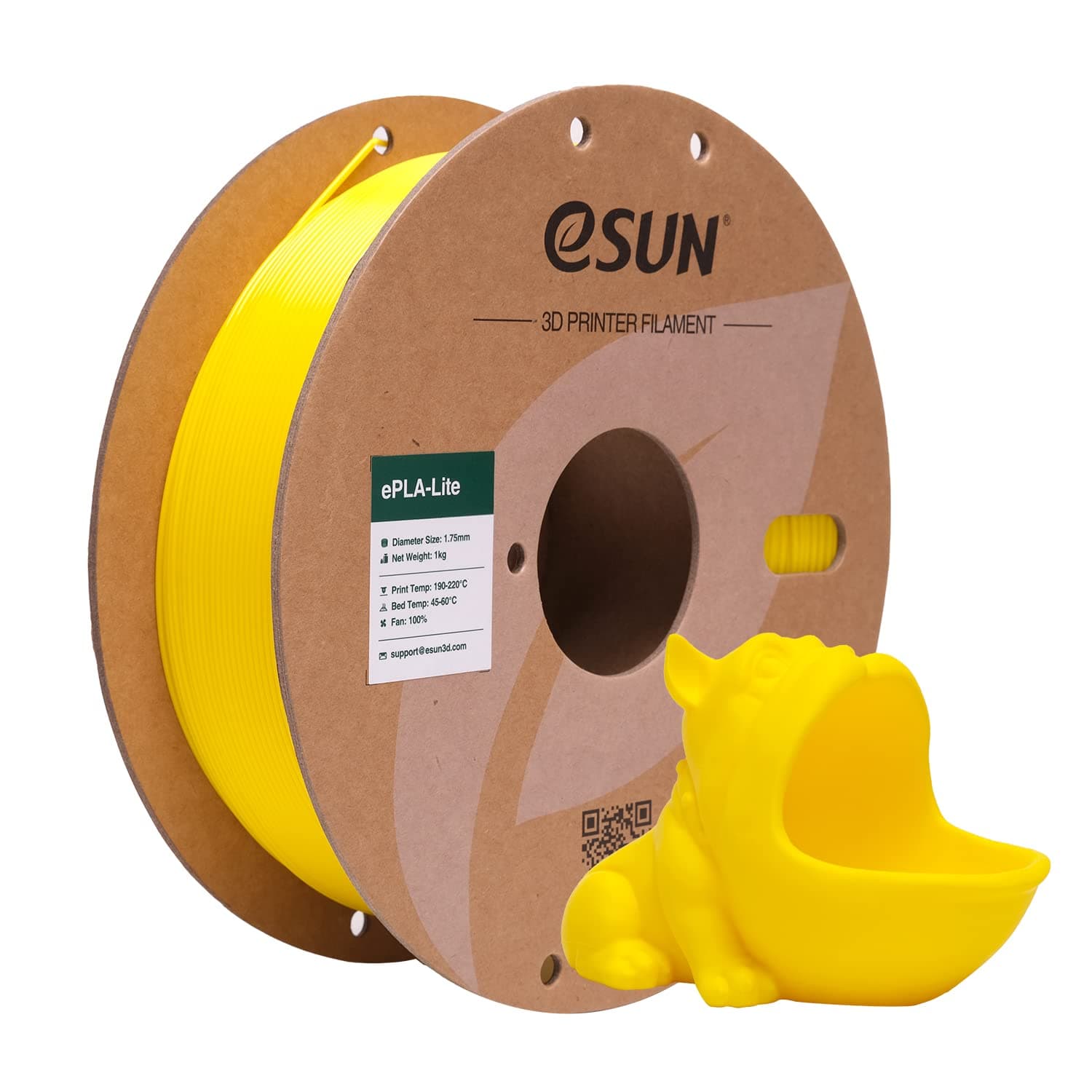 eSUN Filamento PLA 1.75mm, Modificado Impresora 3D Filamento PLA, Precisión Dimensional +/- 0.03mm, 1KG Carrete (2.2 LBS) para Filamento de Impresión 3D, Amarillo