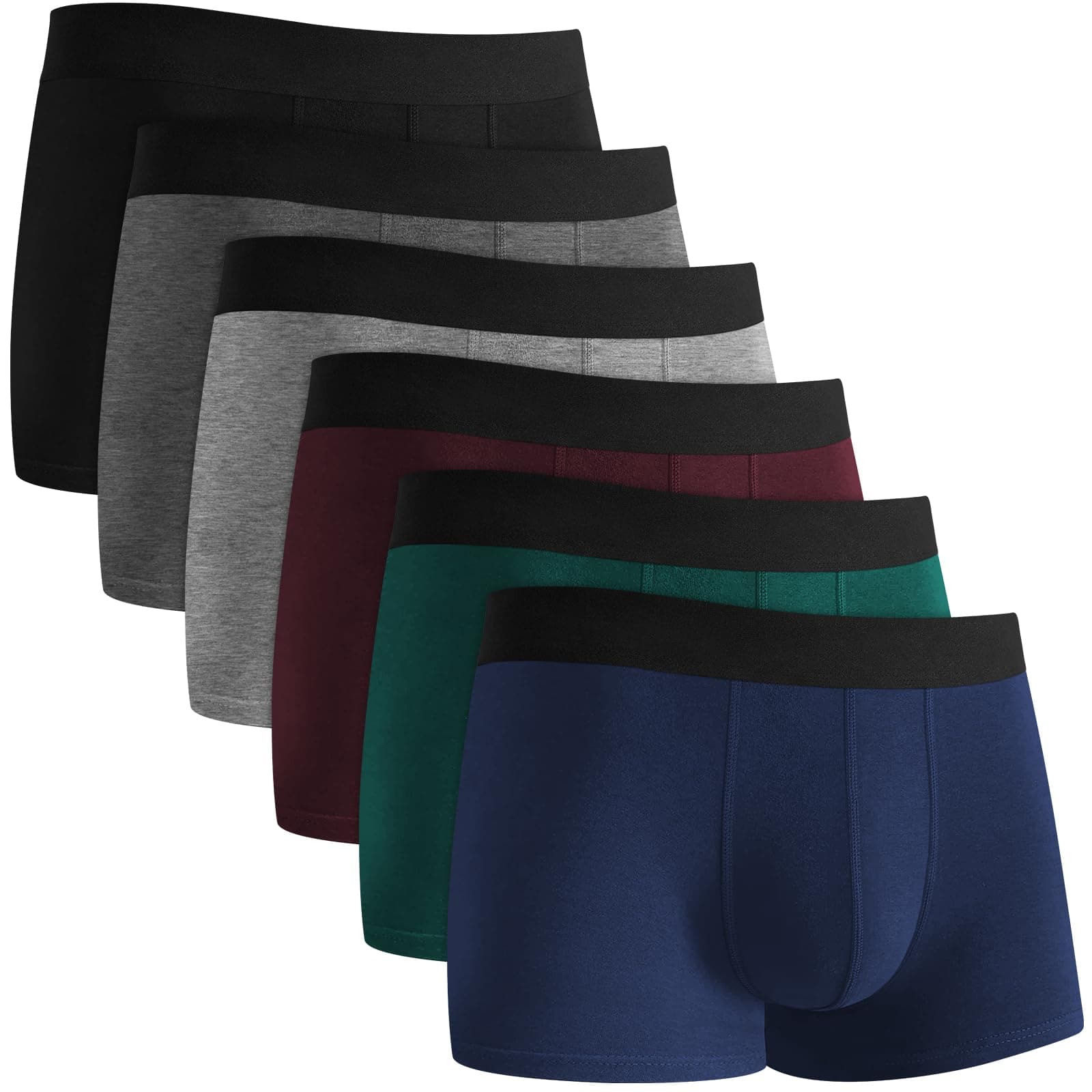 QINCAO Boxers Homme Lot de 6, Coton sans Logo, Confort Bien ajusté | Confortable en Coton de Haute Qualité, Épouse les Formes, Sans Ourlets Qui Roulent, Résistant, Sans Étiquettes Irritantes