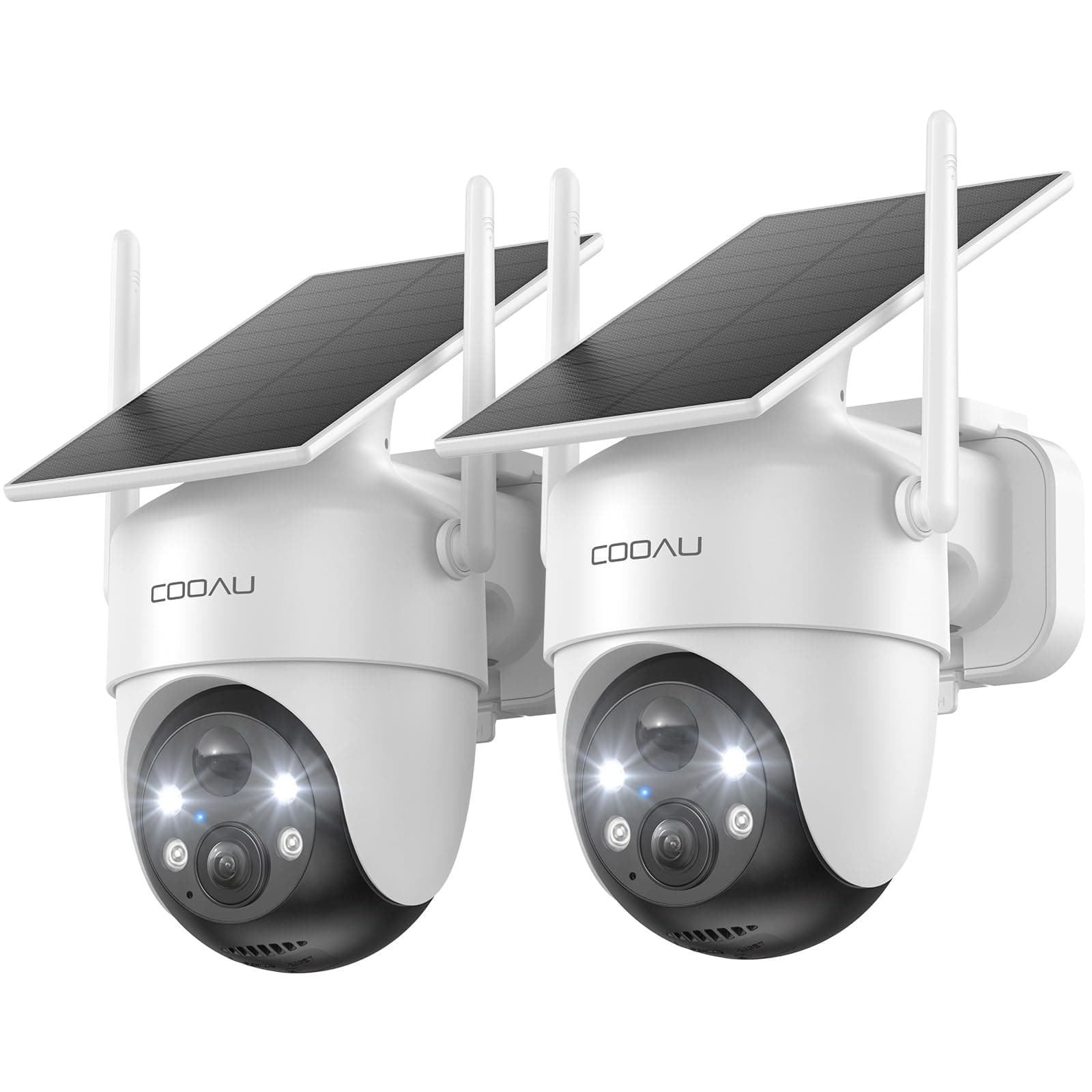 COOAU 2K Camera Surveillance WiFi Exterieure sans Fil | Caméra Solaire 3MP 360° PTZ, Wi-FI 6, Recharge Basse Luminosité, Détection PIR Intelligente, Appairage Bluetooth, 2.4 GHz, IP66, 2 Paquets