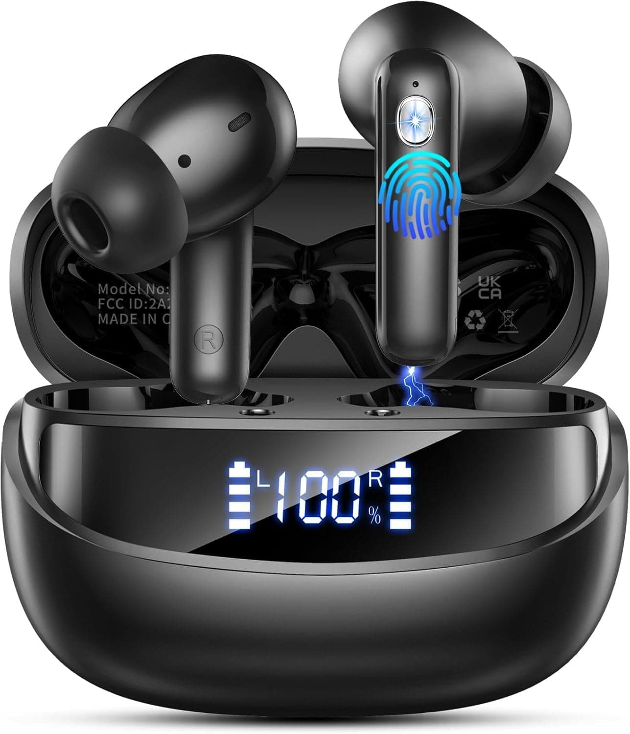 2026 Bluetooth Kopfhörer, 50 Std Spielzeit In Ear Kopfhörer HiFi Stereo mit 4 ENC Noise Cancelling Mics, Kopfhörer Kabellos Bluetooth 5.4, IP7 Wasserdicht Kabellose Kopfhörer, Ohrhörer mit LED-Anzeige