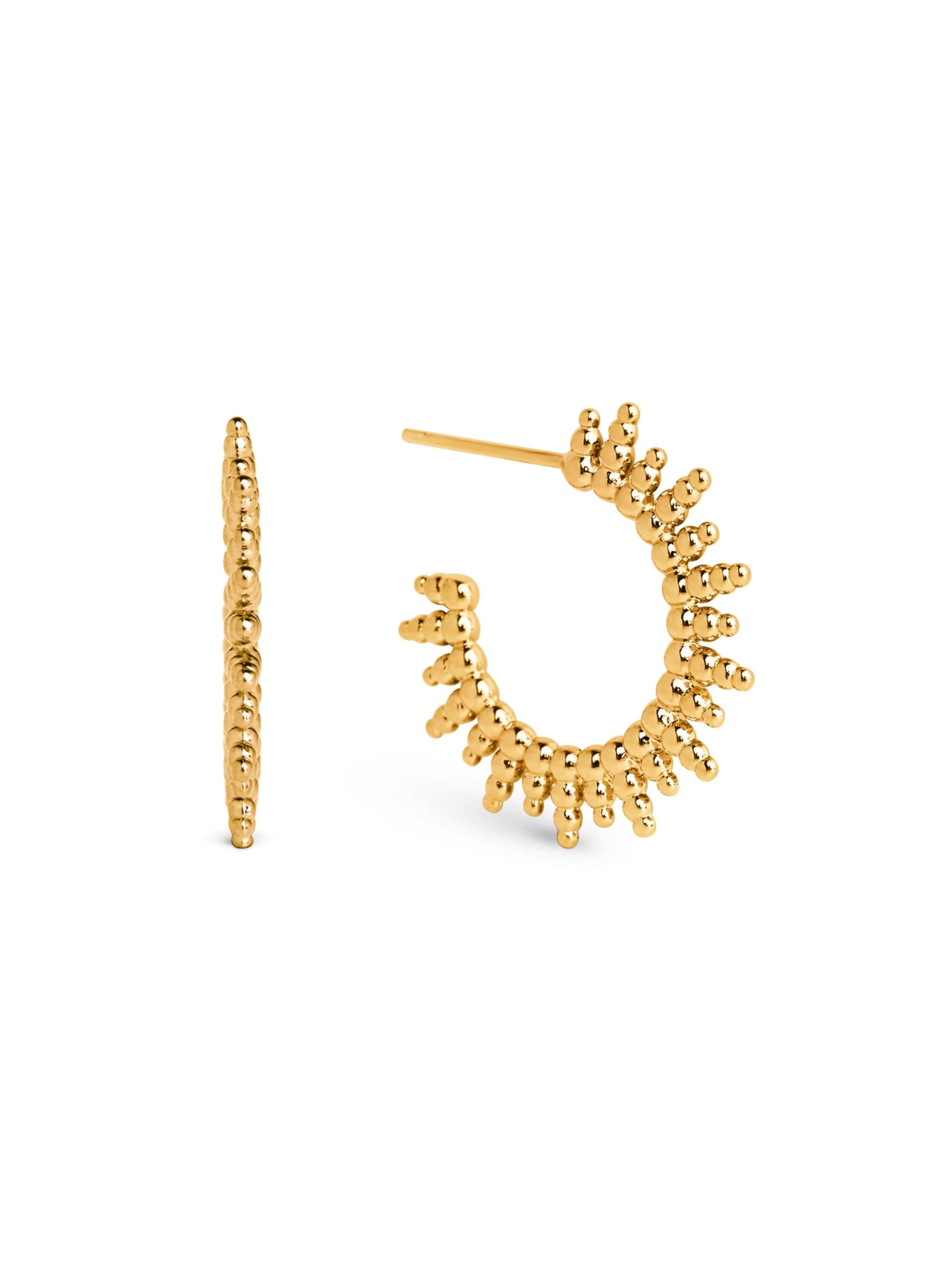 SINGULARU - Pendientes Pebbles Sun - Pendientes en Latón con Acabado Baño de Oro 18Kt o Rodio - Pendientes de Aro con Cierre Tuerca a Presión - Joyas para Mujer