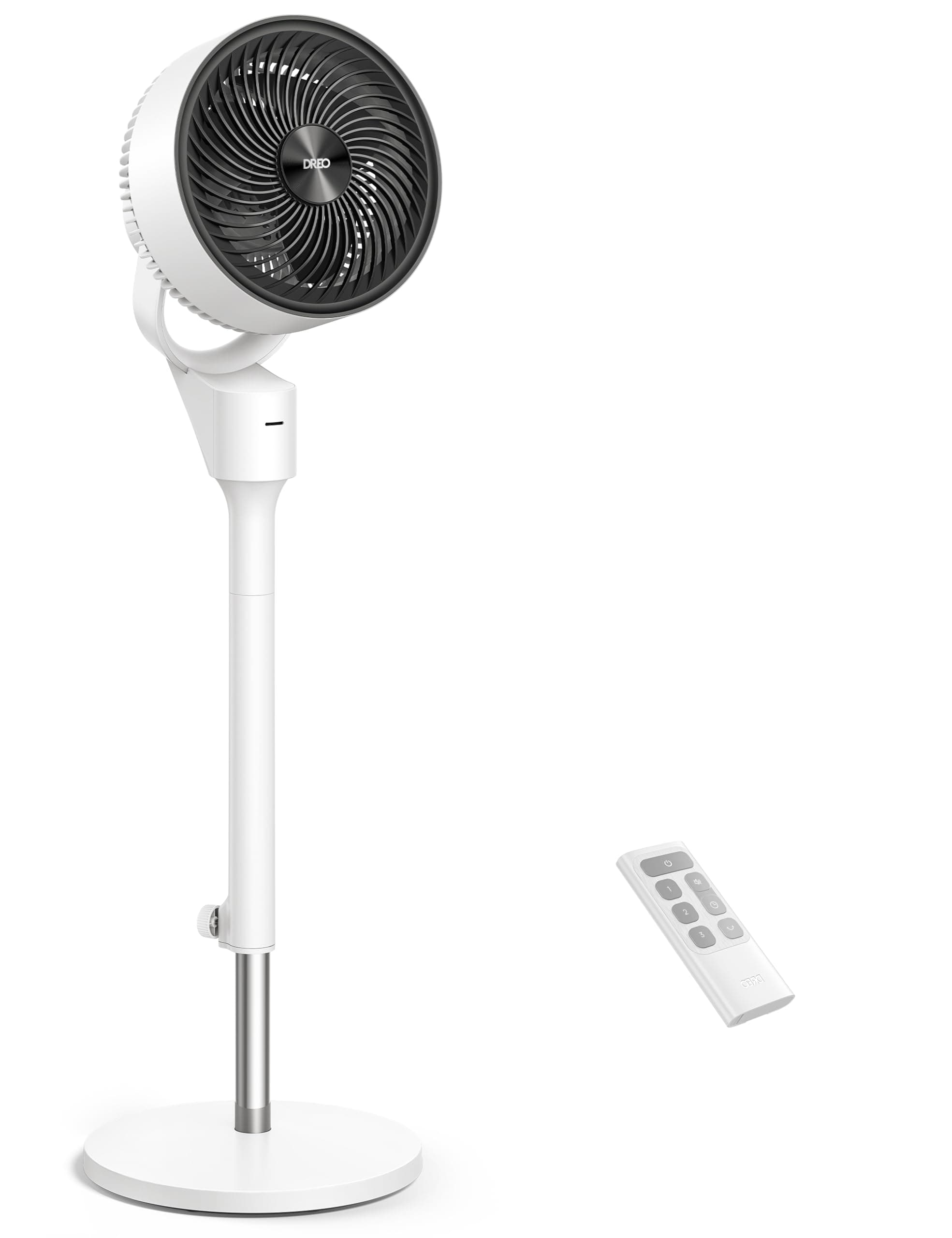DREO 25 dB Ventilateur Silencieux sur Pied, Ventilateurs Puissants avec Télécommande, Portée de 24 m, 3 Modes,Hauteur réglable de 86 à 104 cm, Vertical manuel à 90°, Minuterie de 6 h