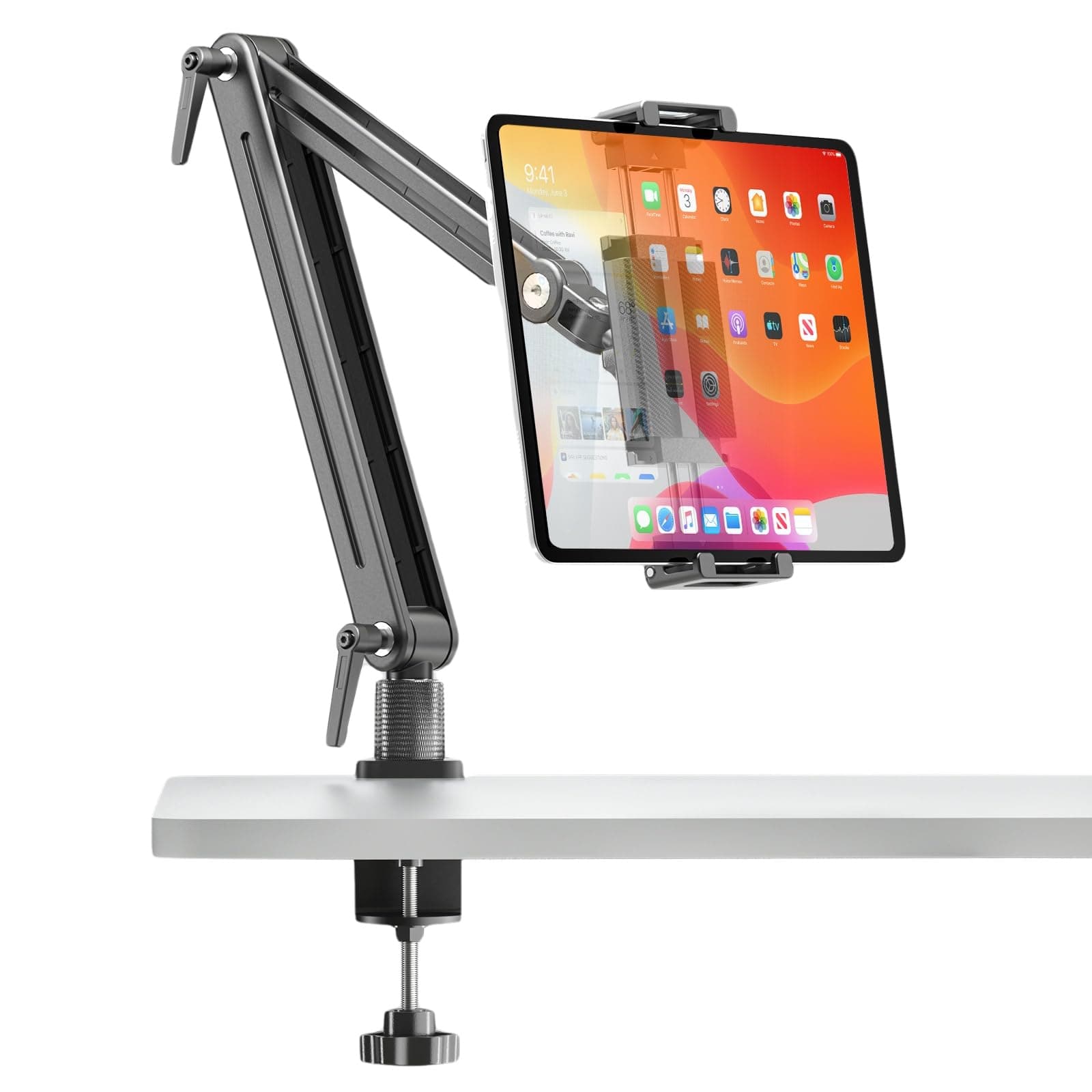Feising Supporto Tablet - Supporto iPad Portatile in Alluminio con Regolazioni Flessibili, Compatibile con iPad Air/Pro/Mini, Samsung & 4.7-18.5 Pollici - Supporto Tablet Letto(18.5IN)