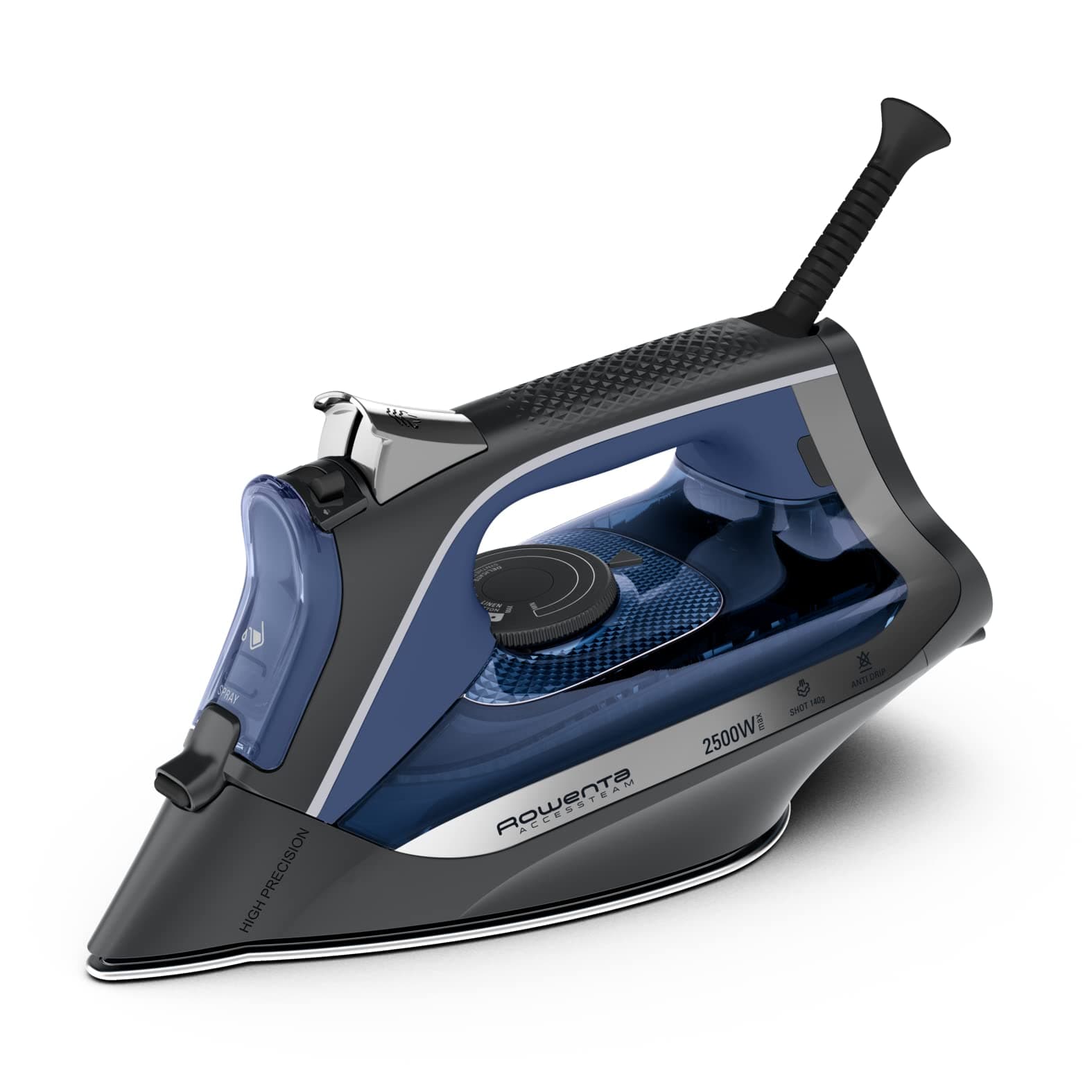 Rowenta DW4301D1 Access Steam Ferro da Stiro a Vapore, 2500W, 250 ml, Colpo Vapore 140 g/min, Piastra Microsteam in Acciaio Inox, Sistema Anticalcare, Punta di Precisione e Protezione Antigoccia