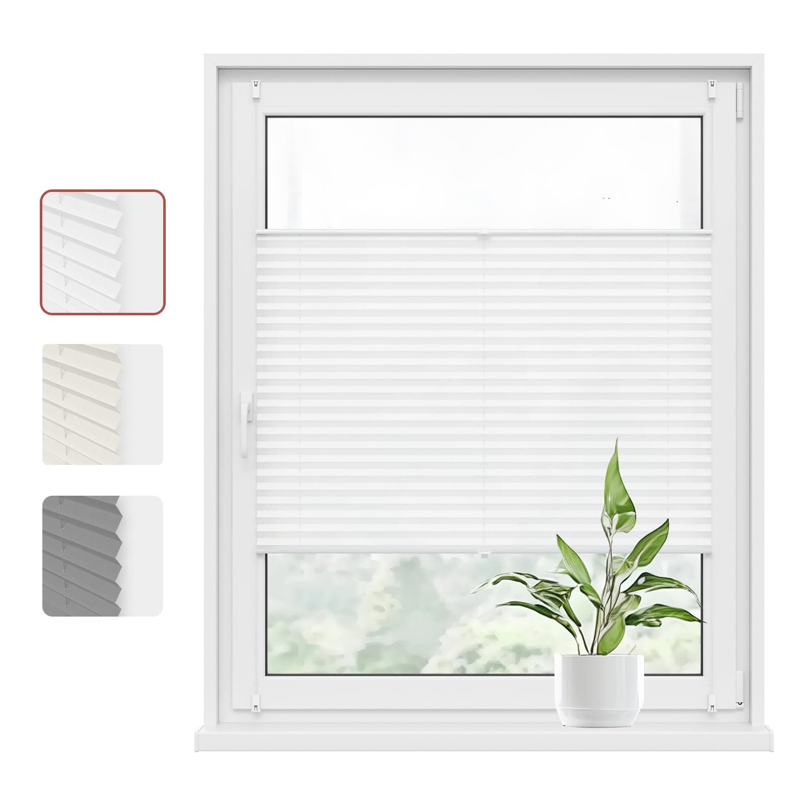 WOLTU Plissee Klemmfix ohne Bohren 75x220cm (BxH) Weiß Faltrollo Plisseerollo mit Klemmträger Lichtdurchlässig, Jalousie Sichtschutz und Sonnenschutz Easyfix Rollo für Fenster & Tür