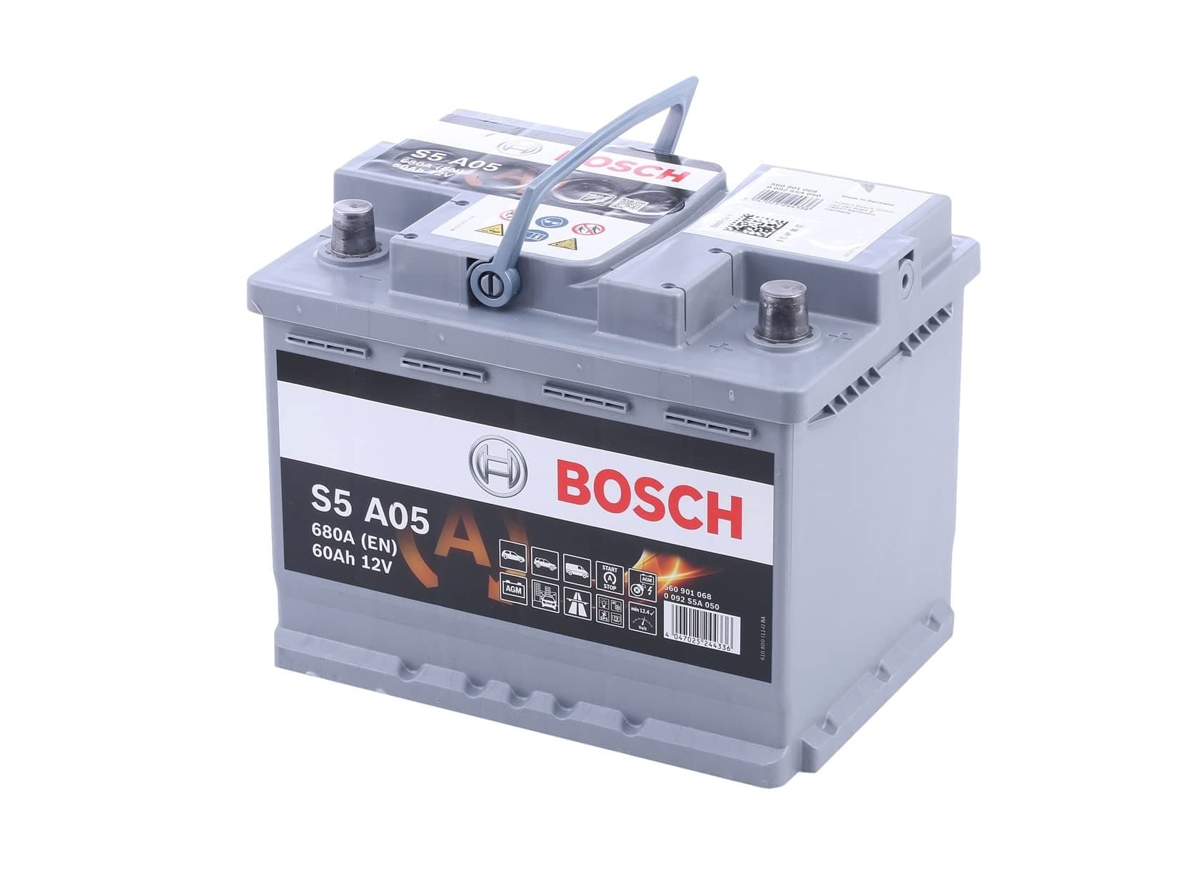 Bosch S5A05 - Batterie Auto - 60A/h - 680A - Technologie AGM - adaptée aux Véhicules avec Start/Stop