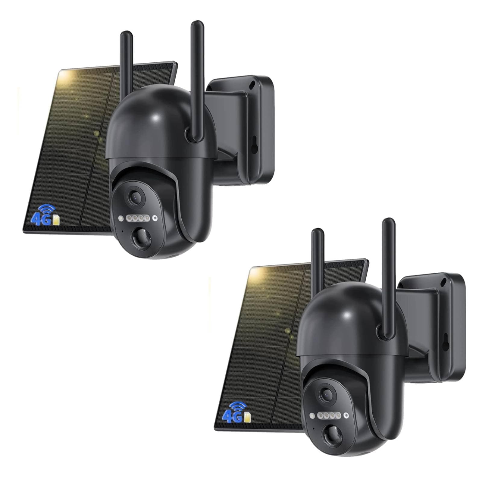 NUASI 4G LTE Cámara Vigilancia Exterior con SIM【2 Unidad】, 2K 360° PTZ Camara con Panel Solar, PIR Detección Movimiento, Visión Nocturna en Color, Audio Bidireccional, IP66