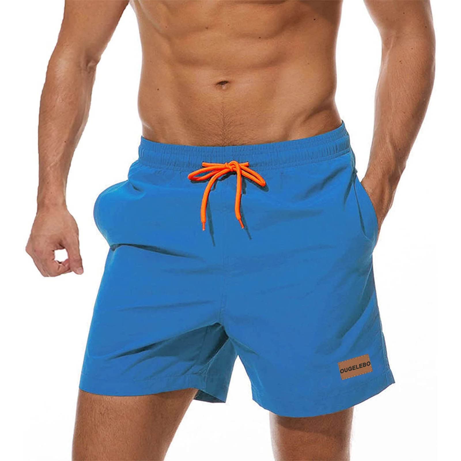 Ougelebo Badehose Herren mit Reißverschlusstasche Badeshorts Schnelltrocknend