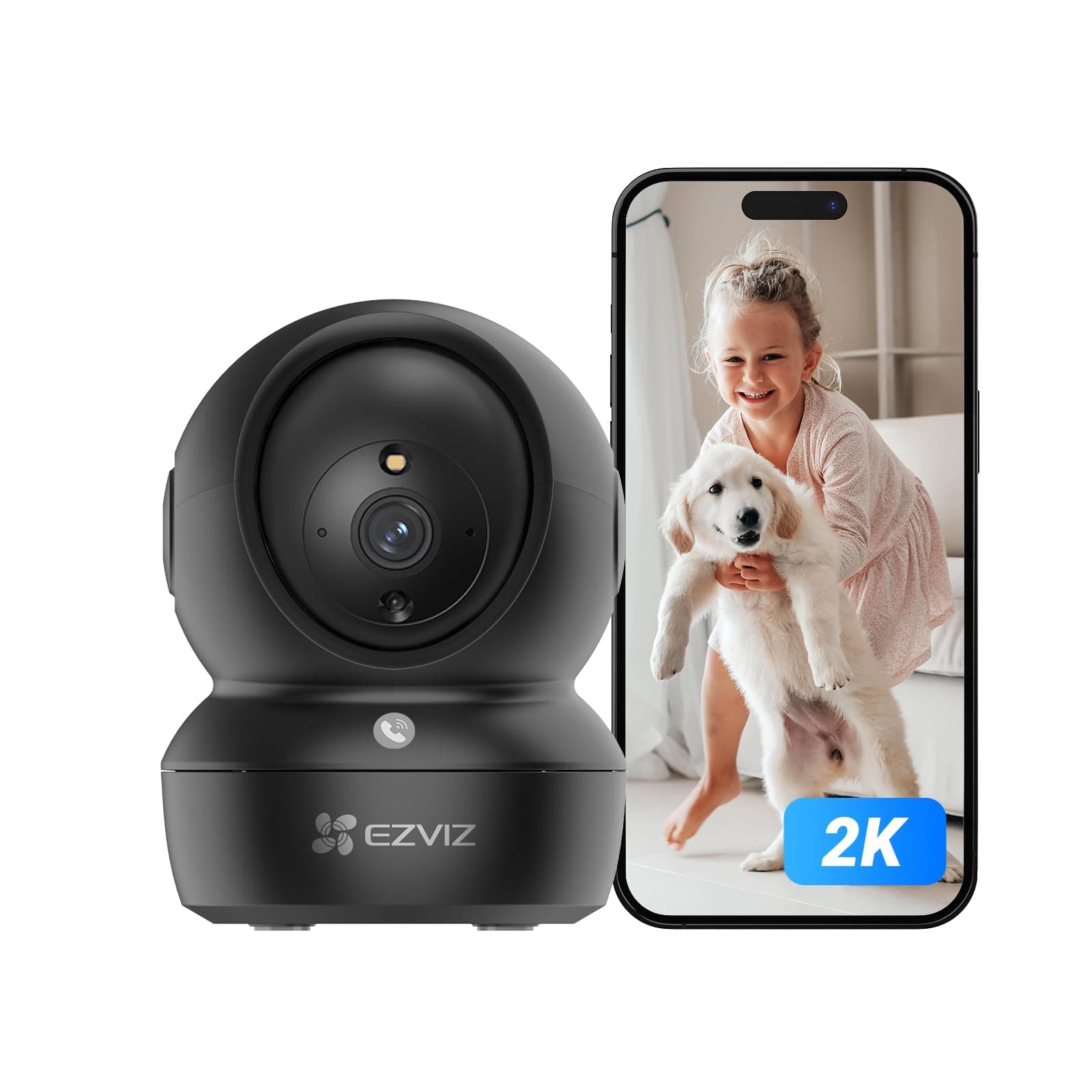 EZVIZ C6N Telecamera Wi-Fi Interno 2K Videocamera Sorveglianza Interno Pan/Tilt/Zoom Compatibile con Alexa, Rotazione a 360°, Visione Notturna, Tracciamento del Movimento e Audio Bi-direzionale