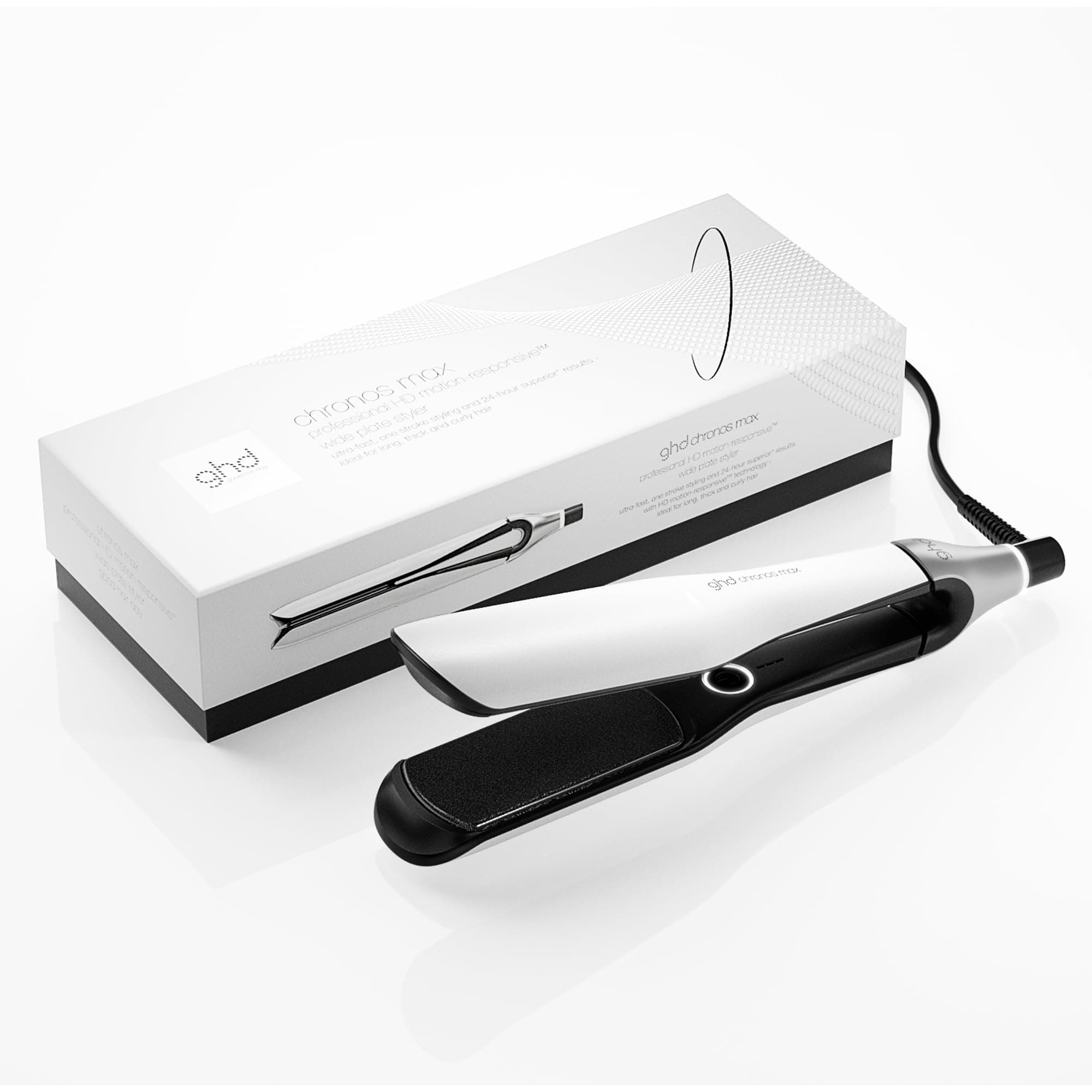 ghd - Lisseur cheveux ghd Chronos Max - Fer à lisser professionnel - Plaques larges - Coiffage 3x plus rapide, cheveux plus brillants, ans chaleur extrême - Idéal cheveux longs, épais, bouclés
