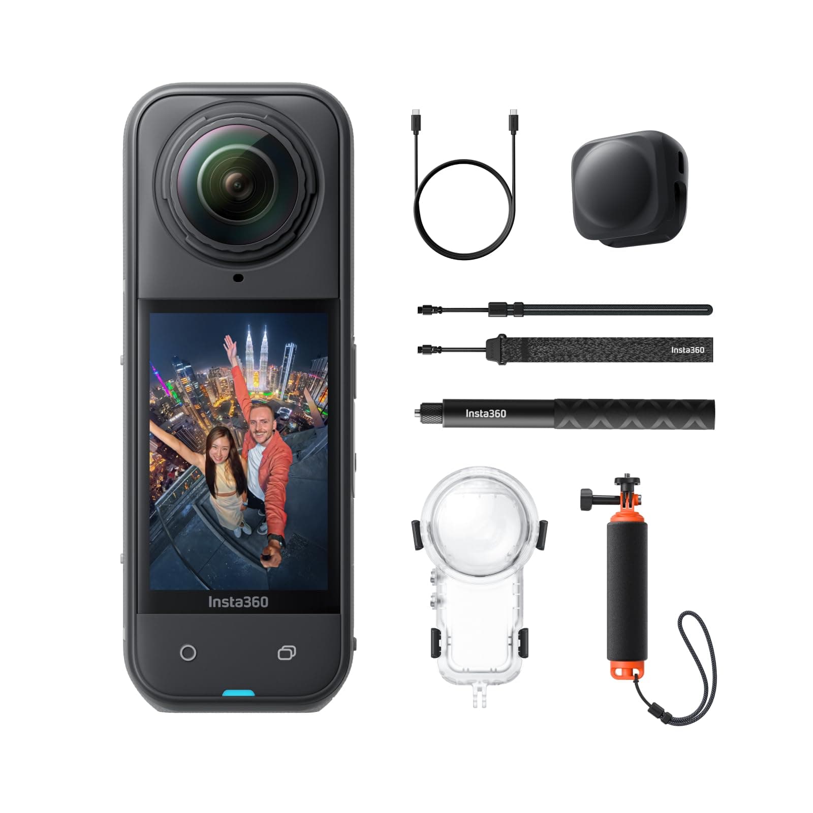 Insta360 X5 Pack Immersioni - Camera Impermeabile 8K 360º, Selfie Stick Invisibile, Superba in Bassa Luce, Autonomia 3 ore, Audio Nitido, Stabilizzazione, Editing IA, Colori Vividi