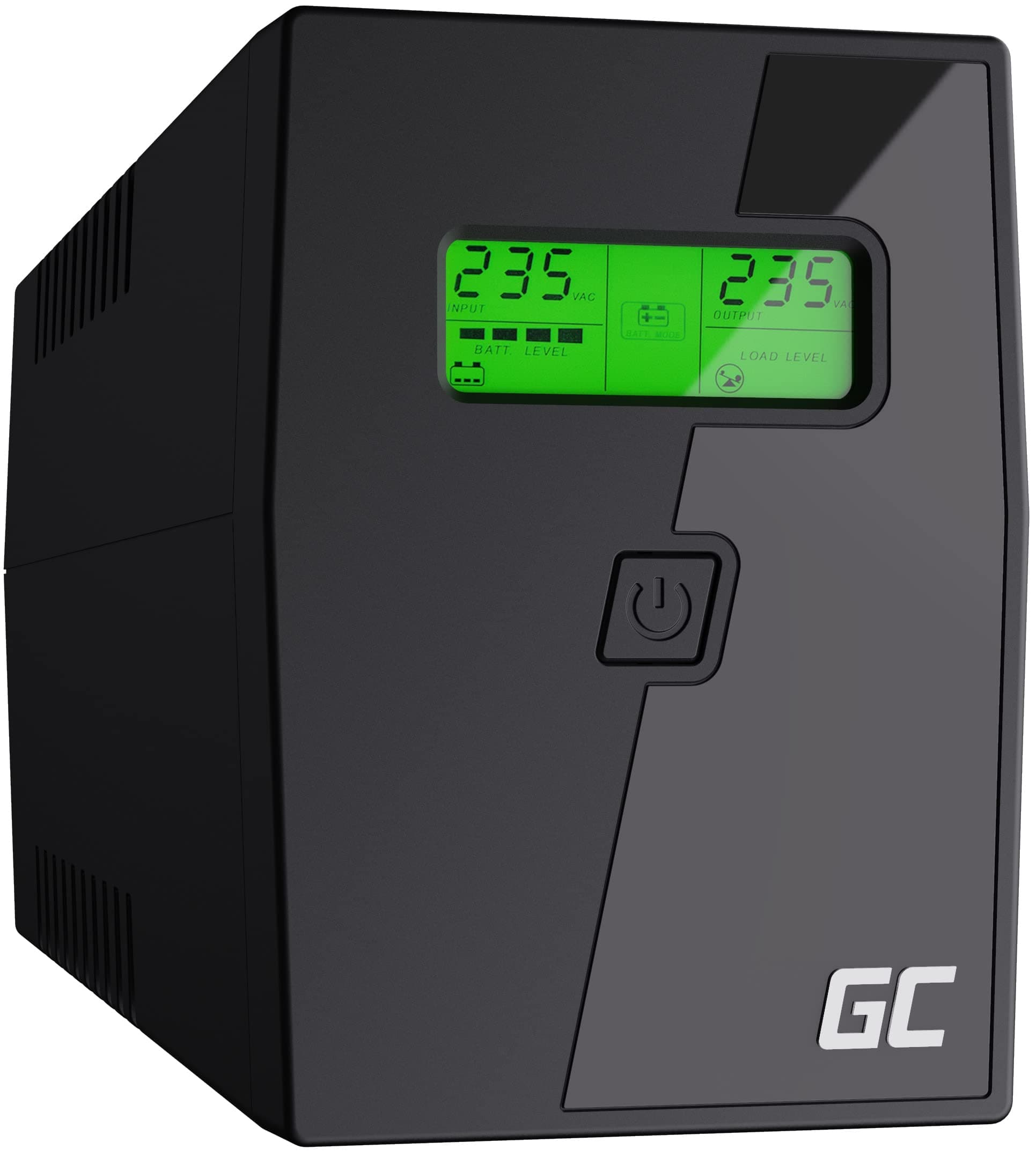 Green Cell Onduleur 800 VA 480 W Line Interactive AVR Alimentation Secours | Écran LCD Ports USB RJ11 2 Prises Schuko Protection Coupures Surtensions Ordinateur Réseau
