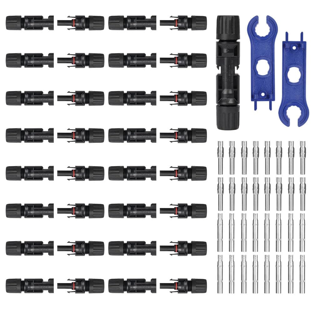 URAQT Connecteur Solaire, 16 Paires Connecteur Solaire Photovoltaïque Mâle + Femelle, IP67 Prises Solaires avec 2 Clés de Serrage pour Panneaux Cable